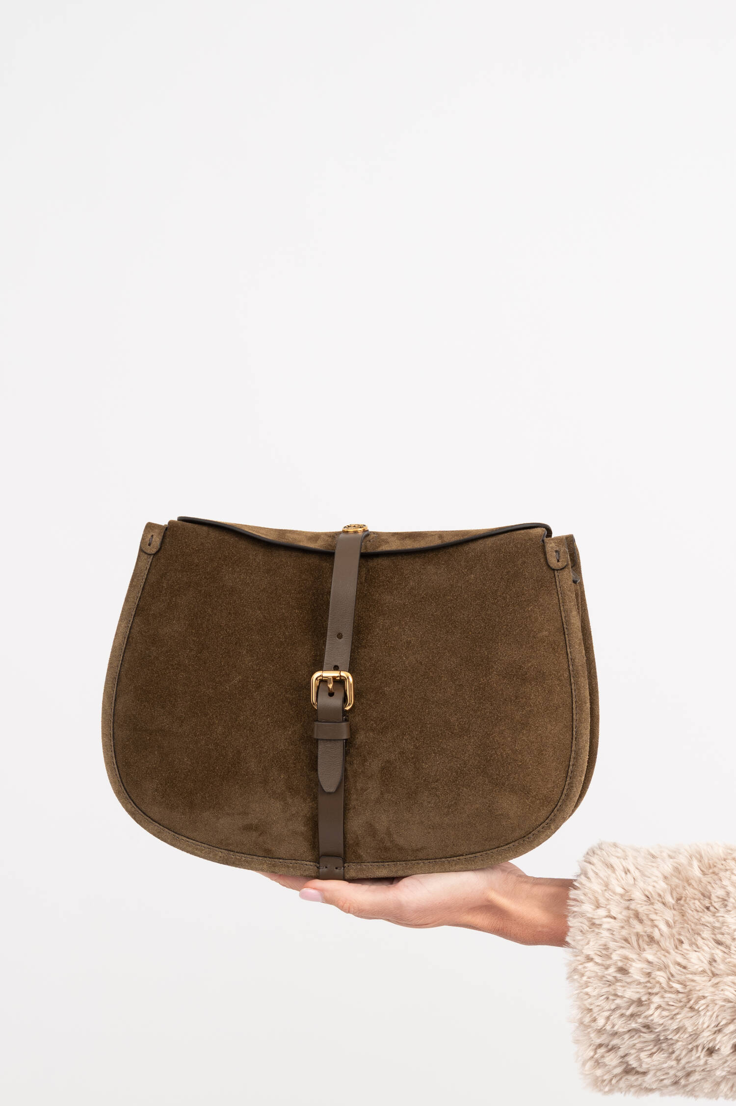 Medium Suede Pony Bag in Olive Medium Suede Pony Bag in Olive