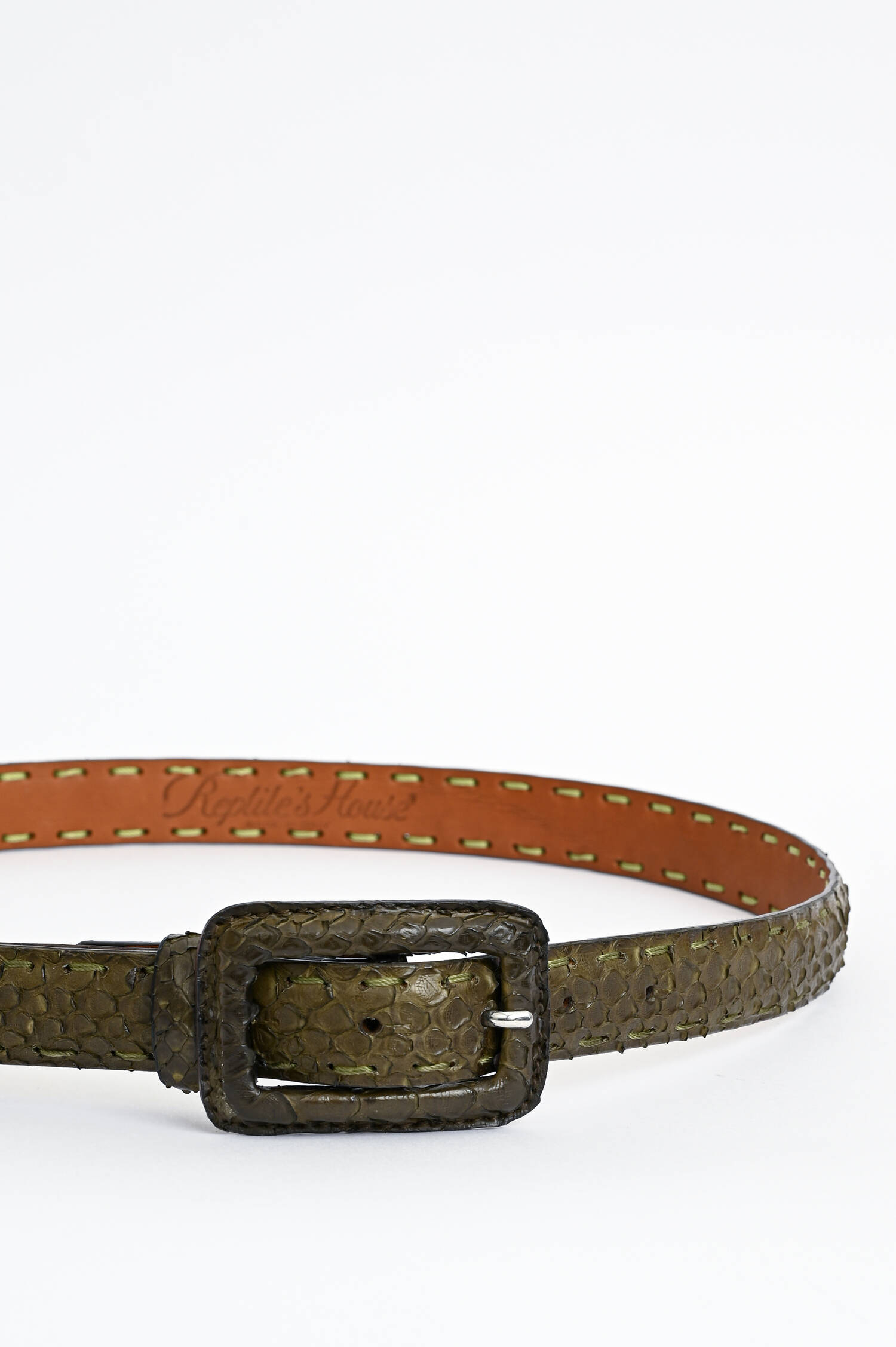 Gürtel PITONE aus Python-Leder in Khaki