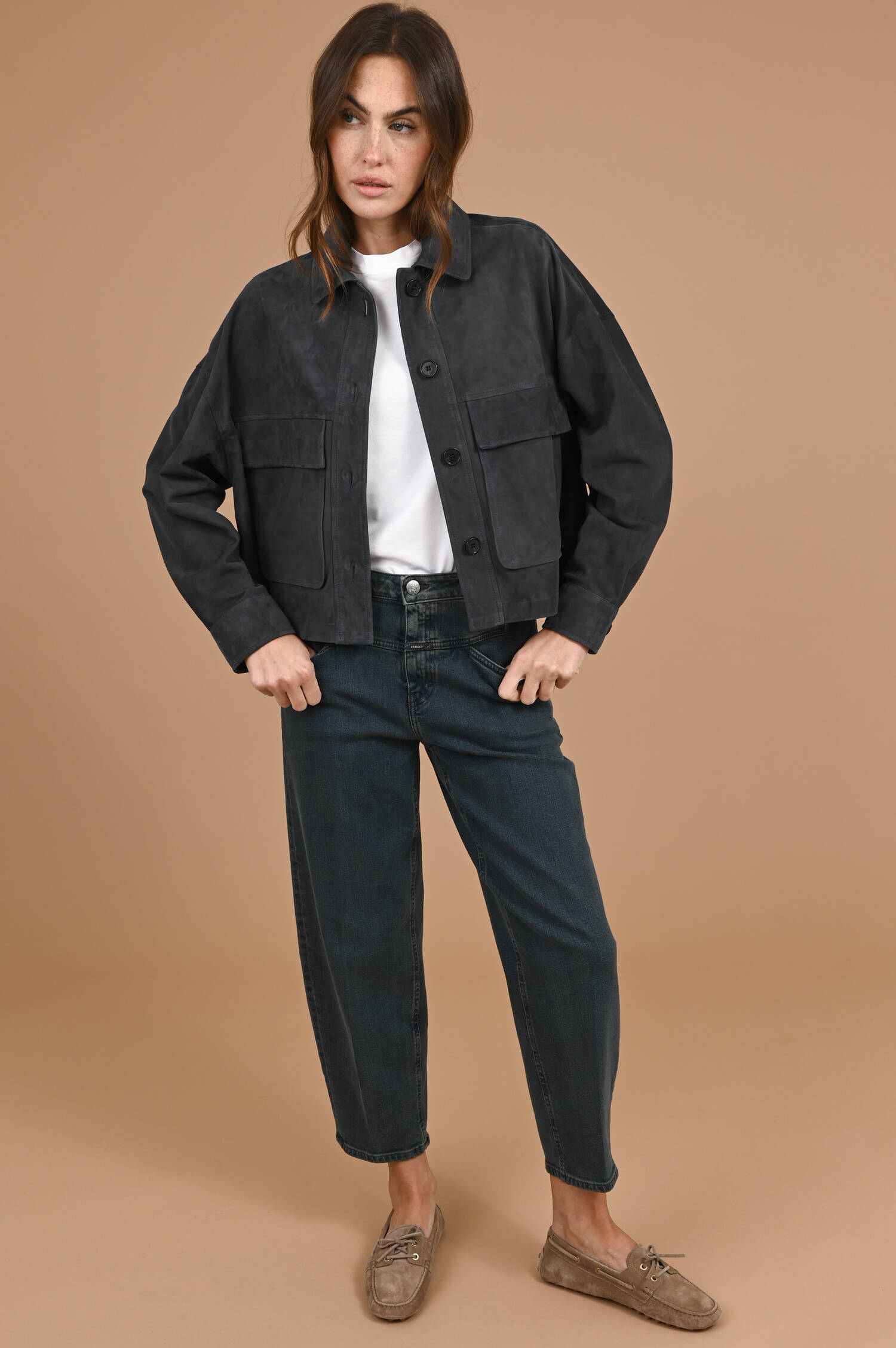 Suede Lederjacke MIRI in Royalblau Suede Lederjacke MIRI in Royalblau