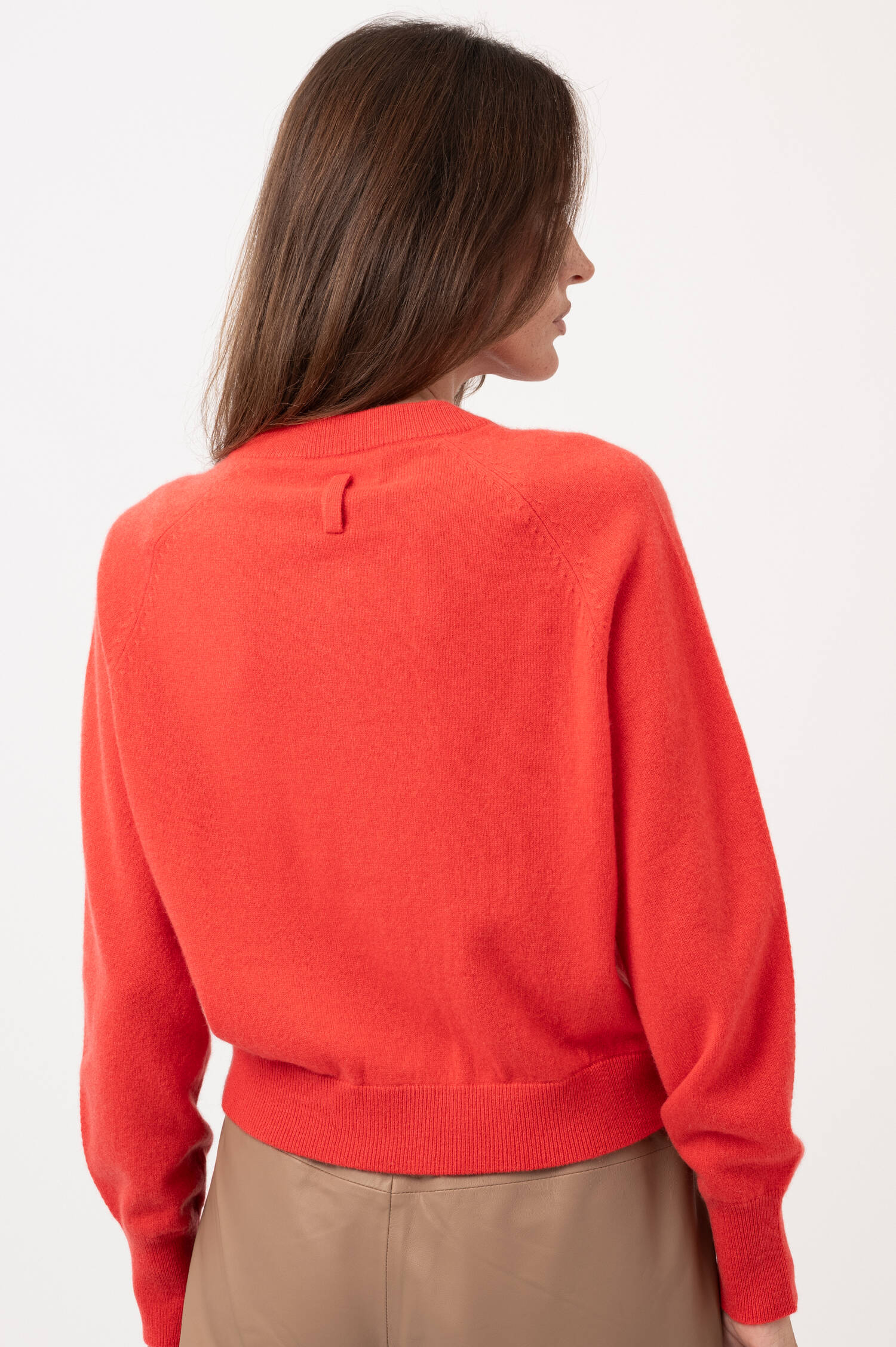 Cashmere-Raglan-Cardigan in Pastellrot