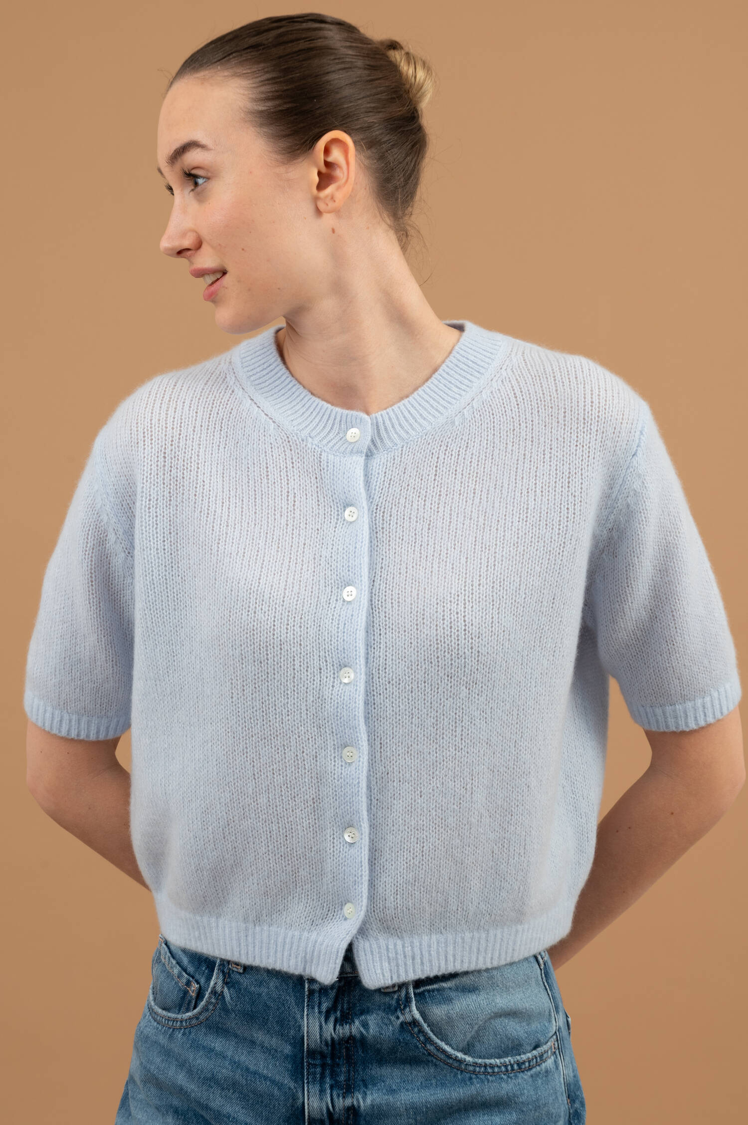 Cashmere Strickweste in Fresh Blue