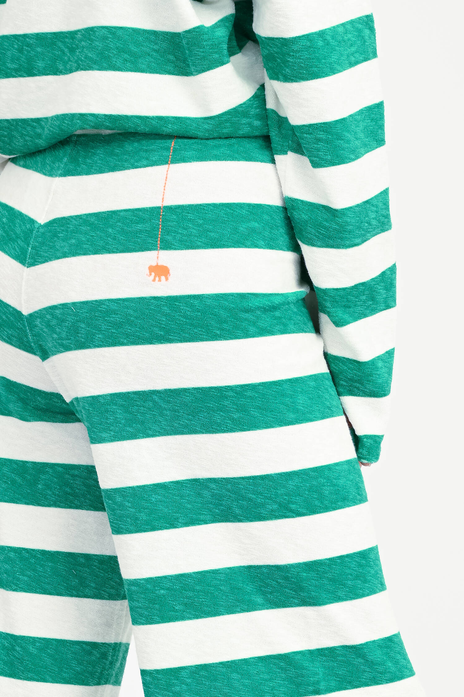 Gestreifte Frottee-Hose ELENYA in Grün/Weiß
