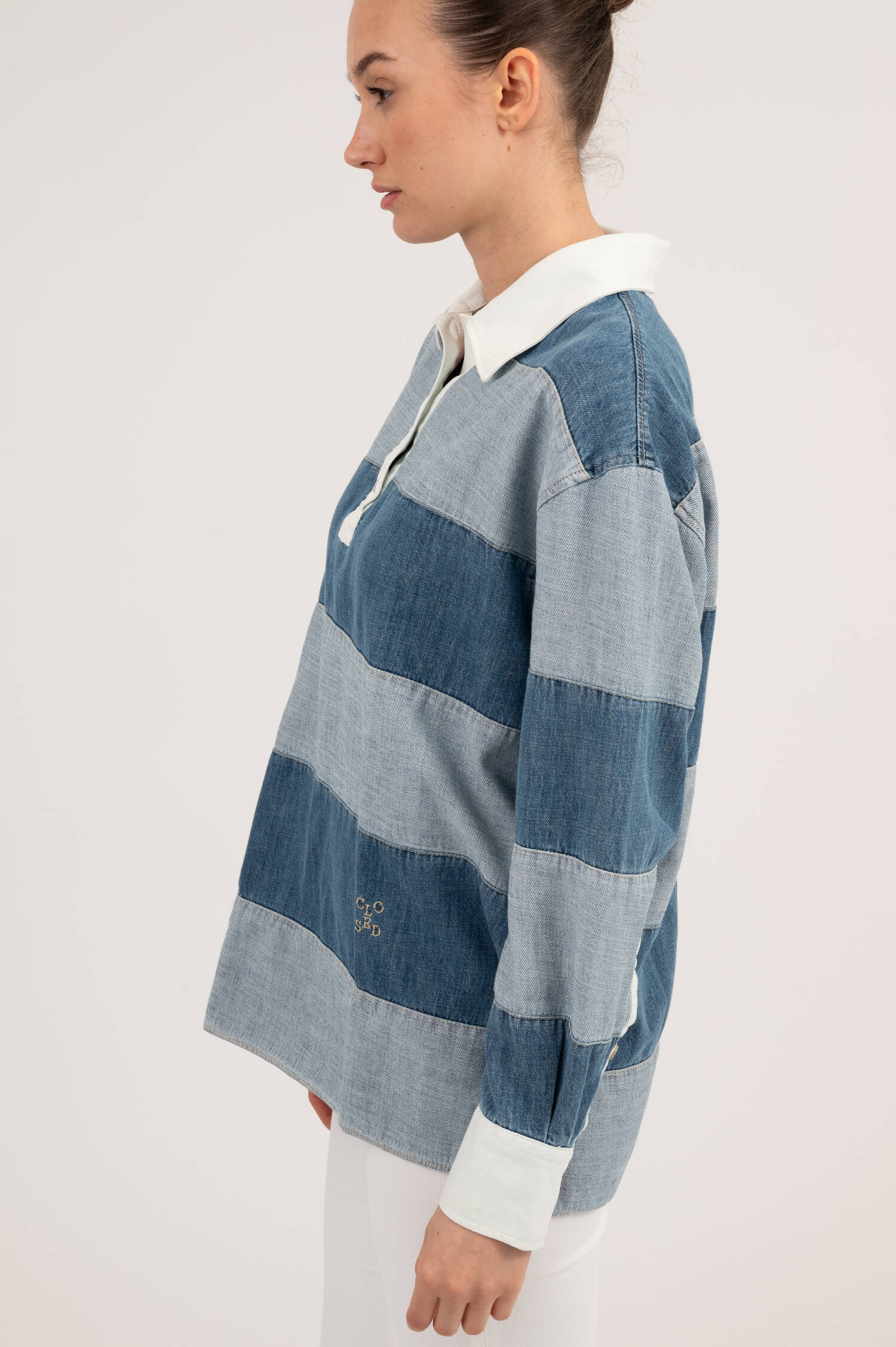 Rugby Denimshirt in Hellblau/Mittelblau Rugby Denimshirt in Hellblau/Mittelblau