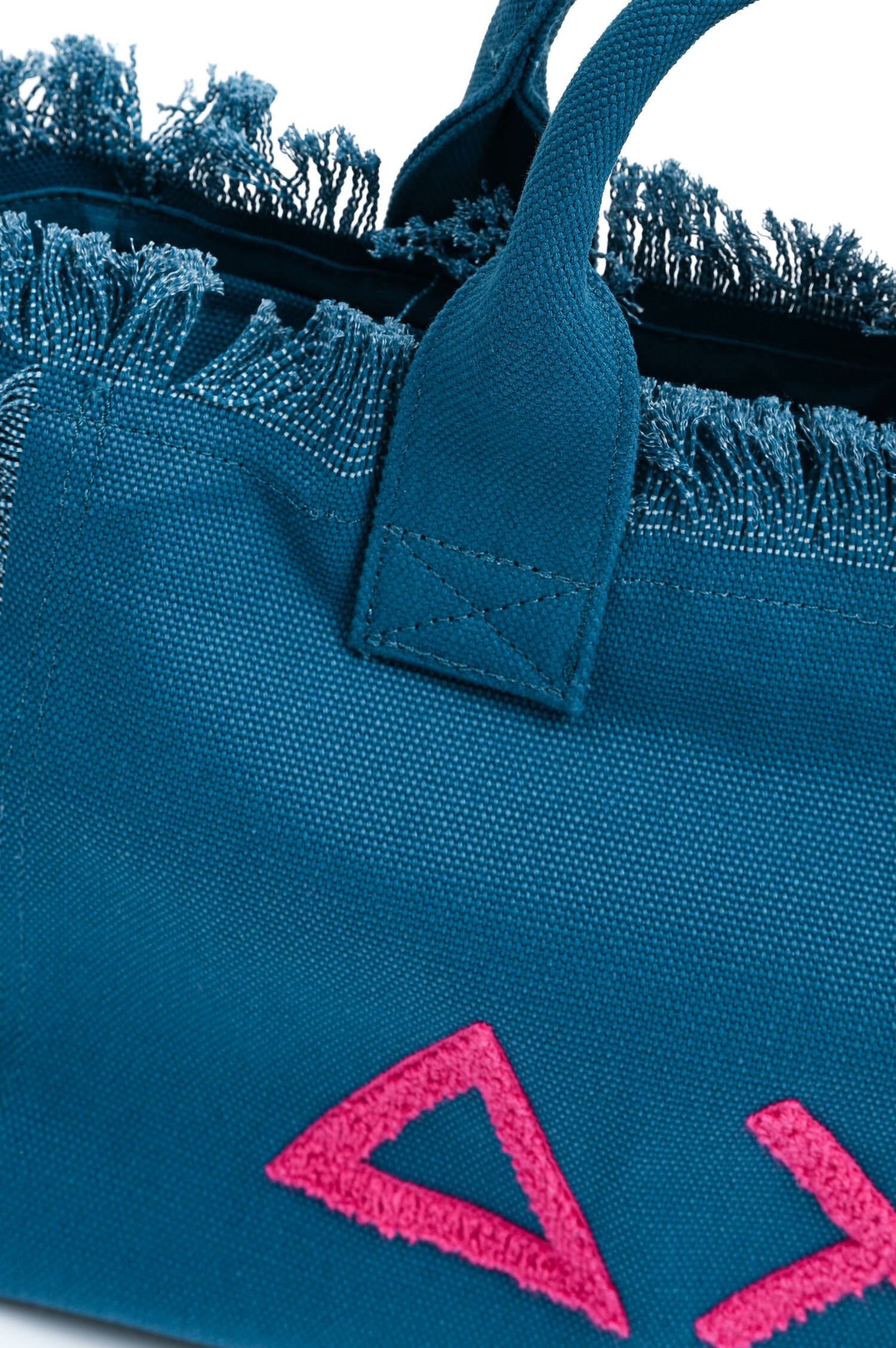 Large Canvas Tote mit Fransen in Blau