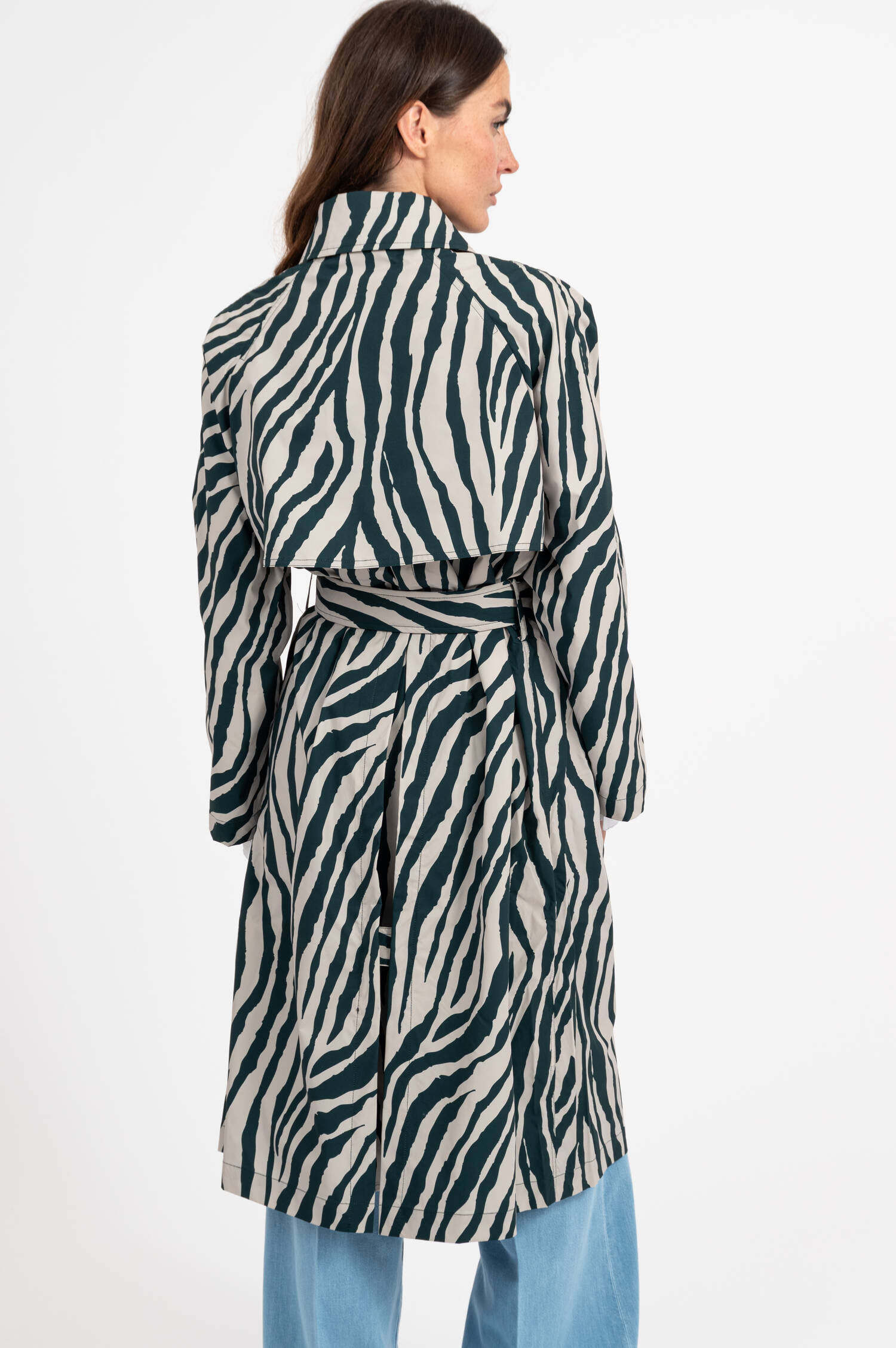 Mantel DANIELLE mit Zebra-Streifen Print in Grün