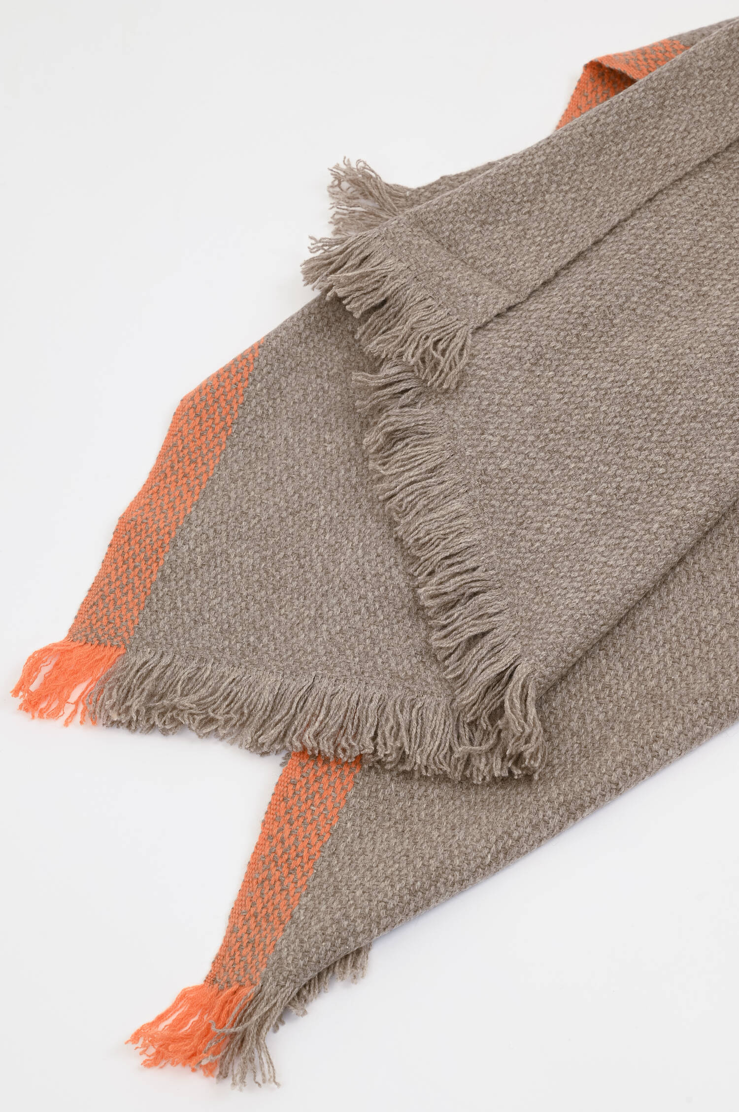 Schal mit Kontrastbordüre in Taupe/Orange