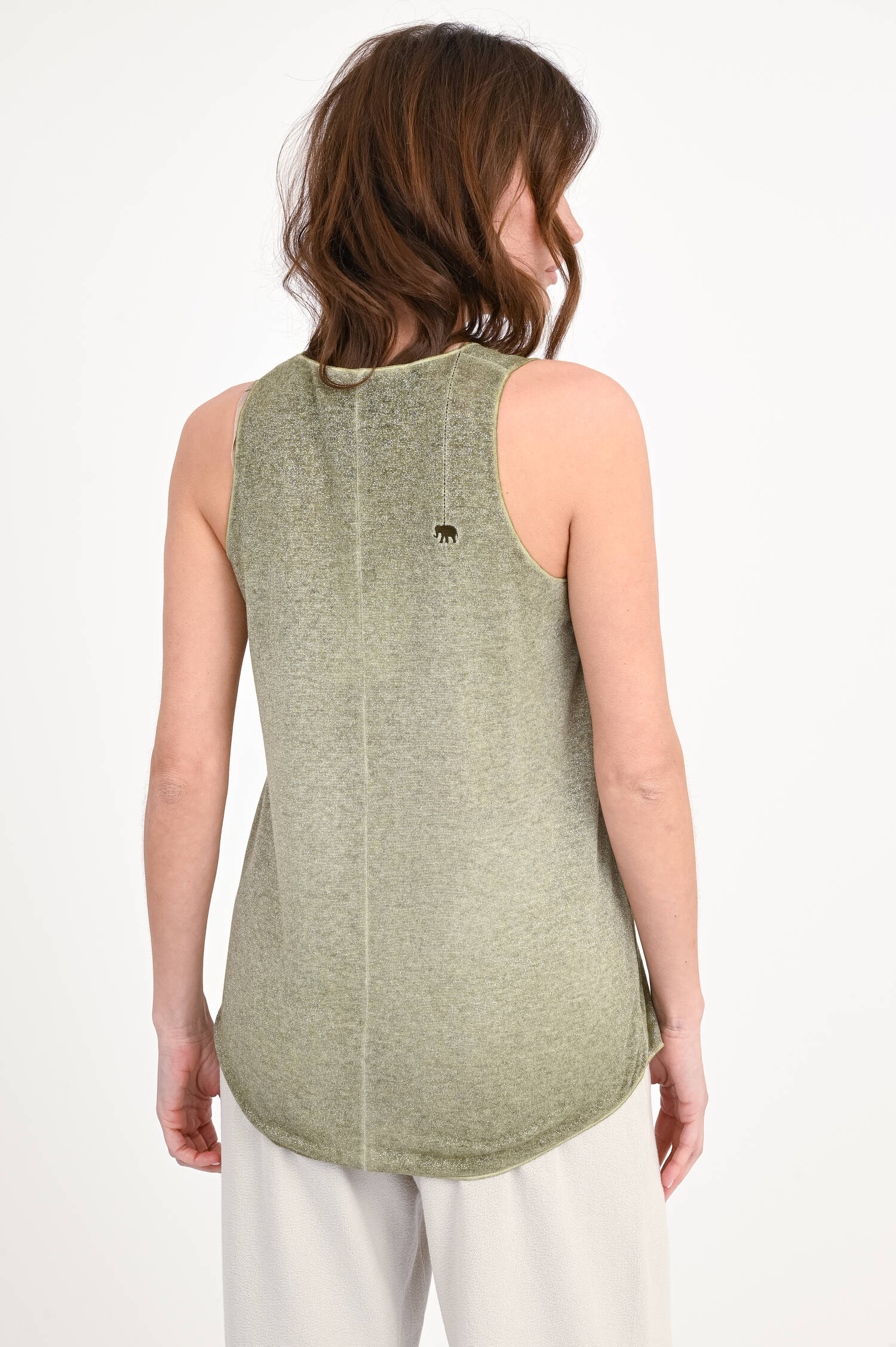 Glitzer-Top LUA mit V-Neck in Dark Green