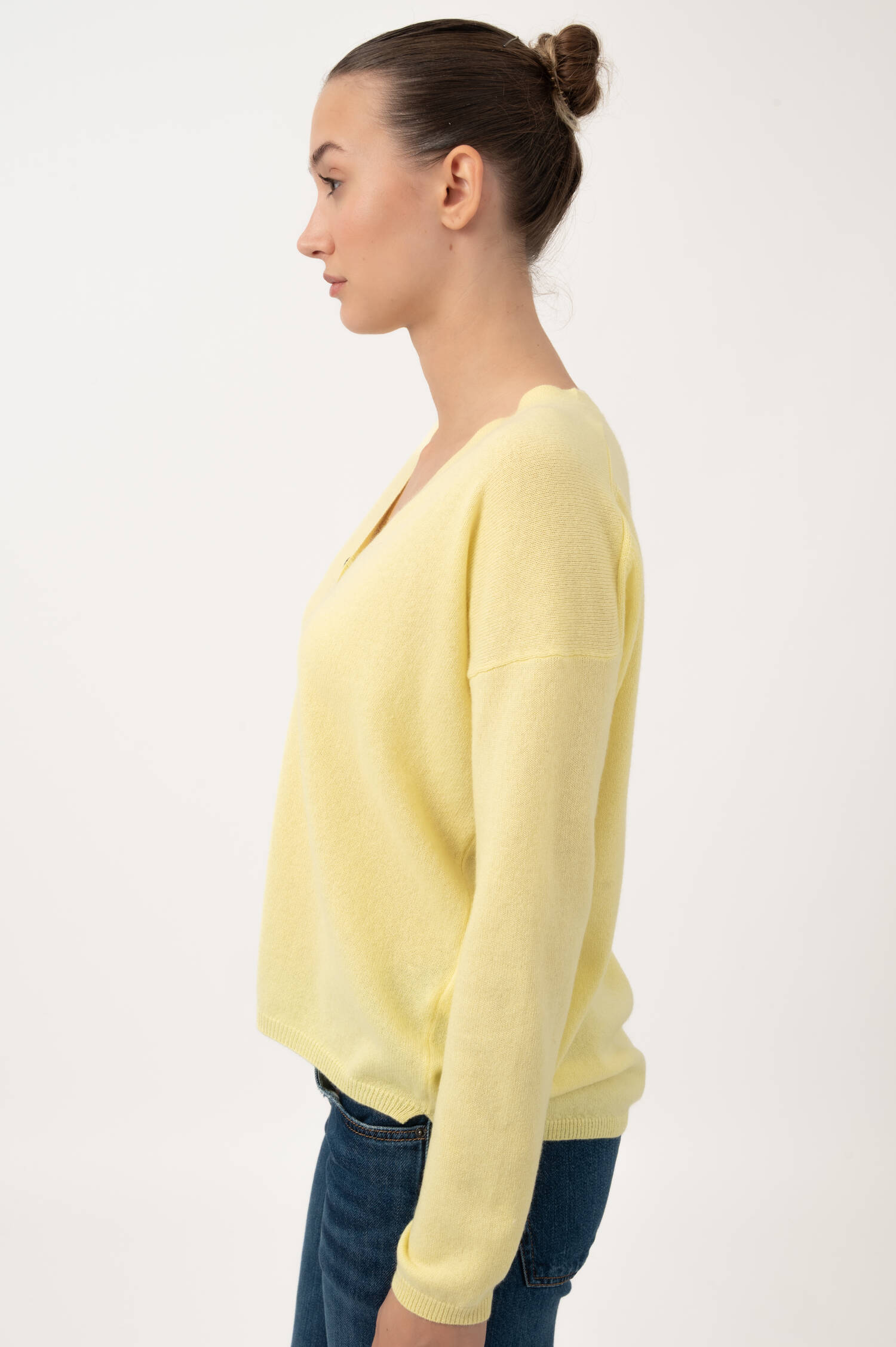 Cashmere Cardigan in Zitronengelb