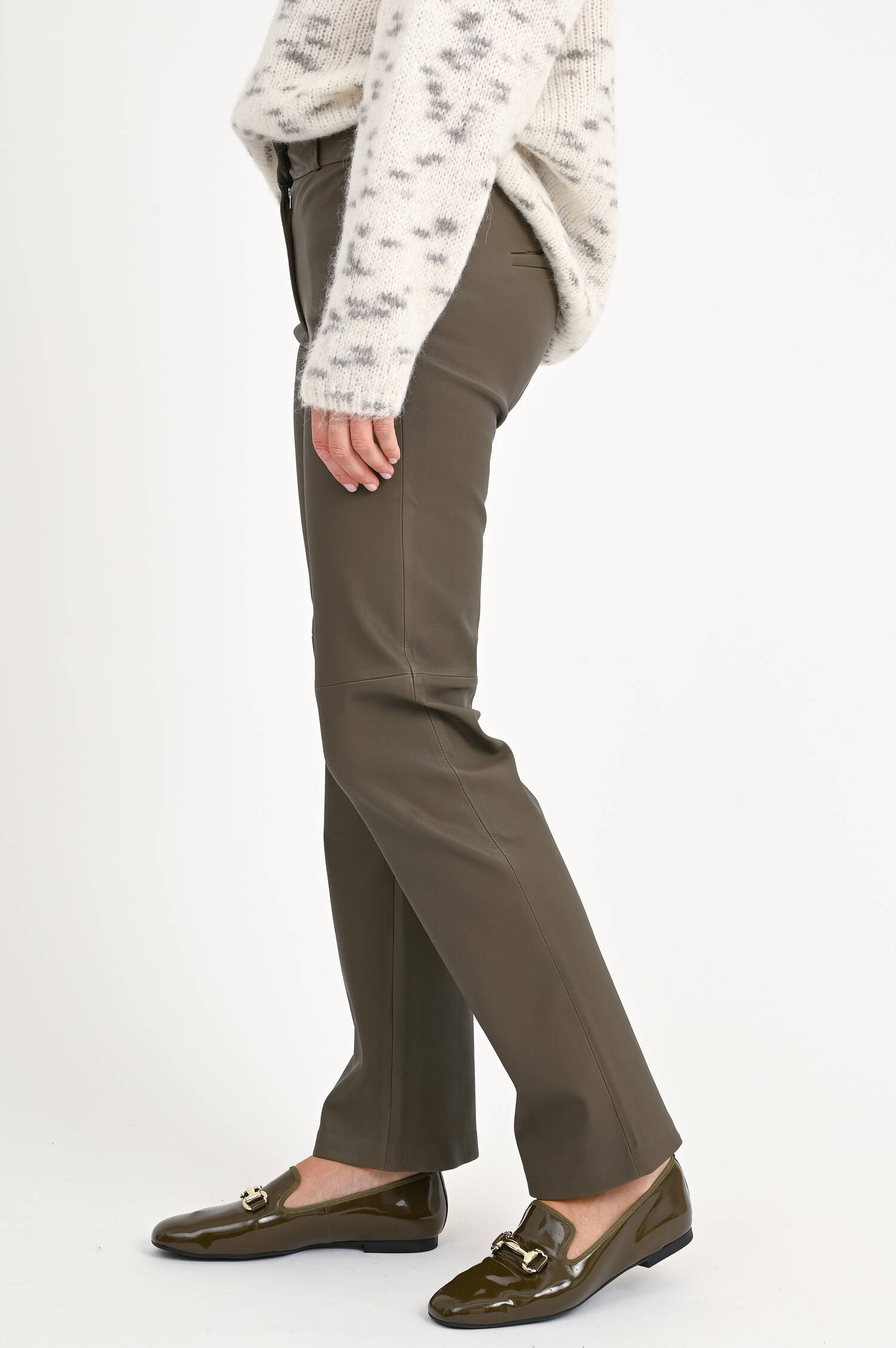 Lederhose JENNA in Graugrün