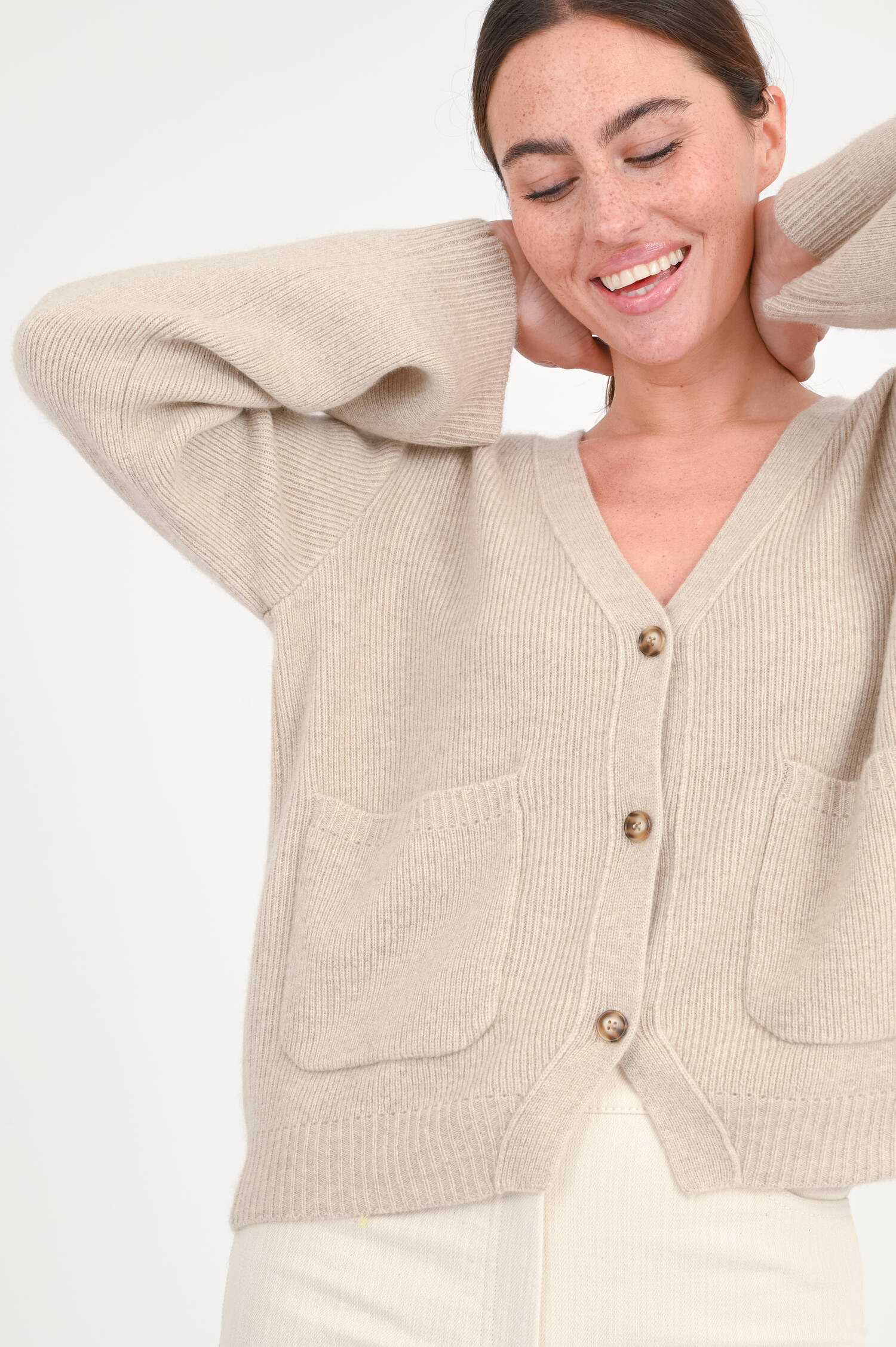 Cashmere-Jacke in Sand