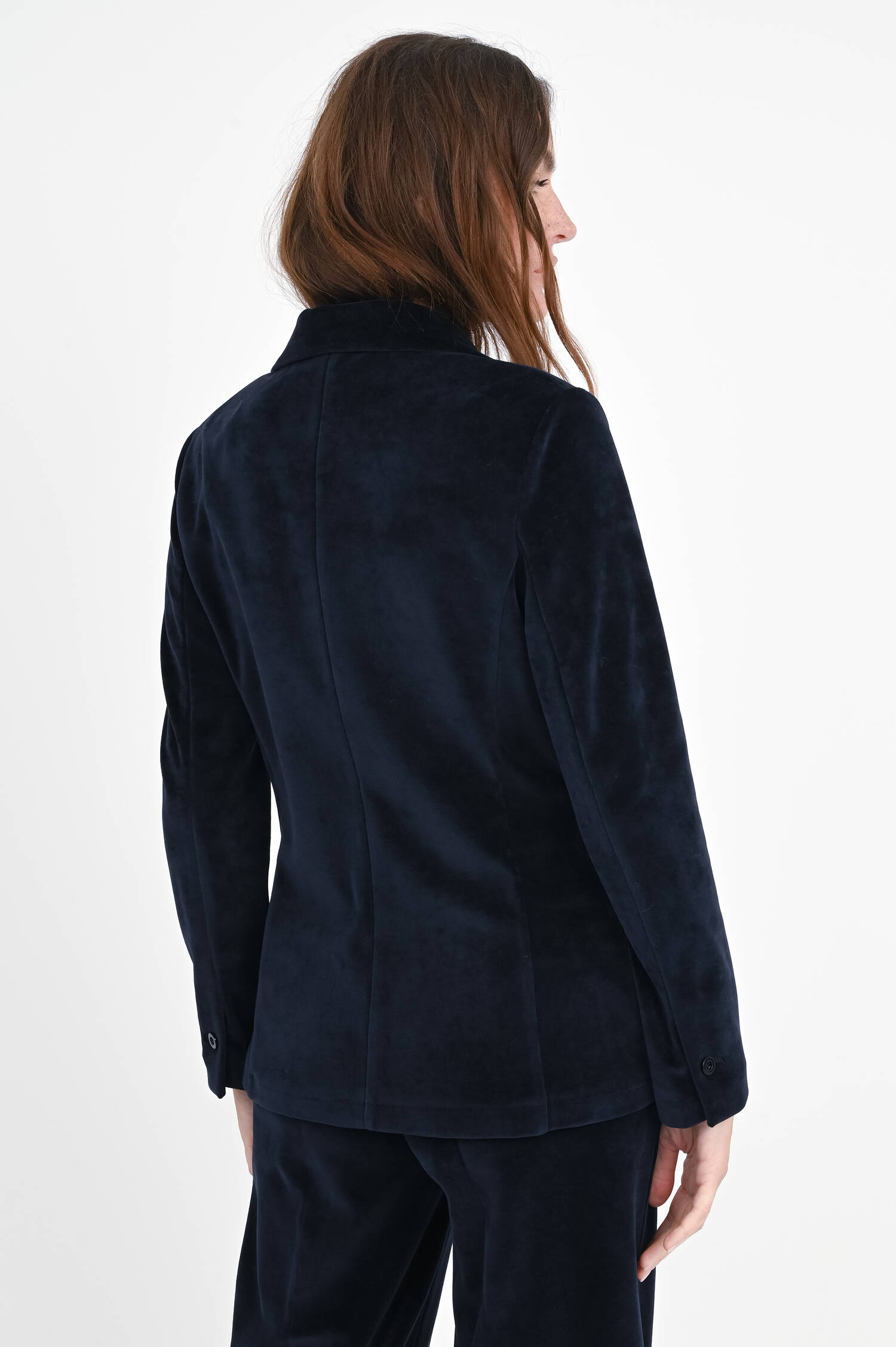  Taillierter Blazer aus Samt in Navy
