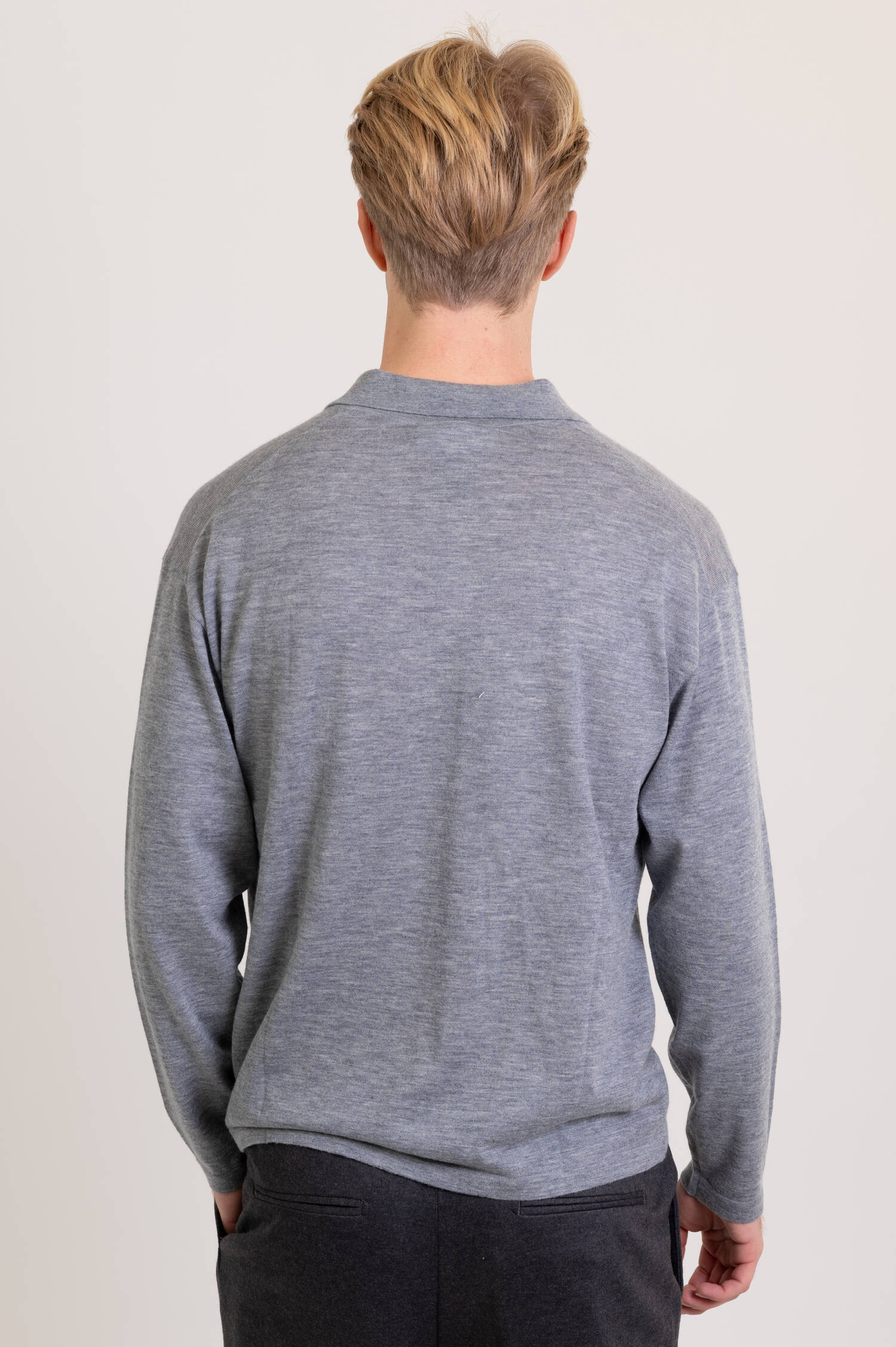 Cashmere Polo-Shirt LIAM in Grau meliert