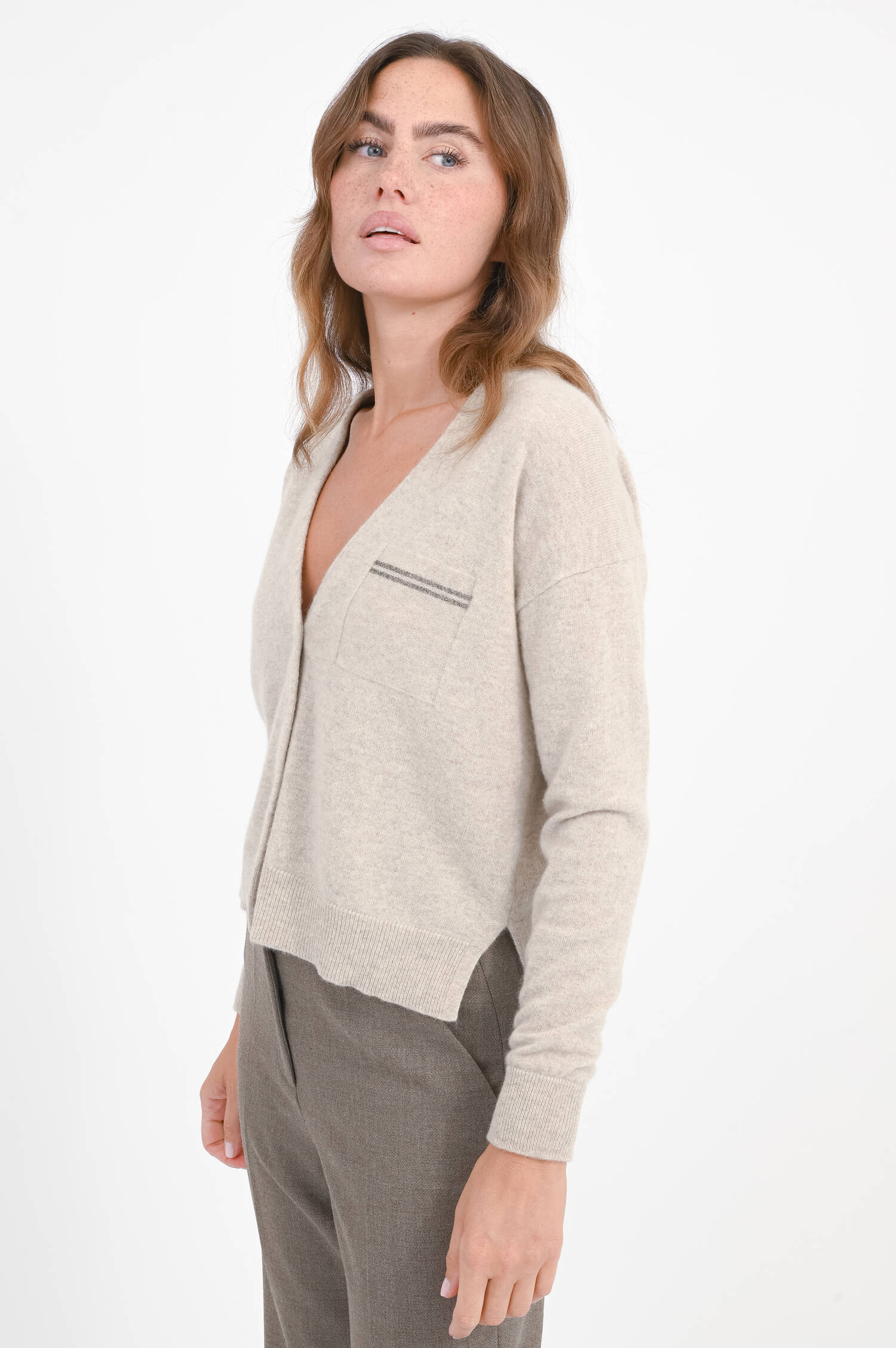 Cashmere-Strickweste in Almond