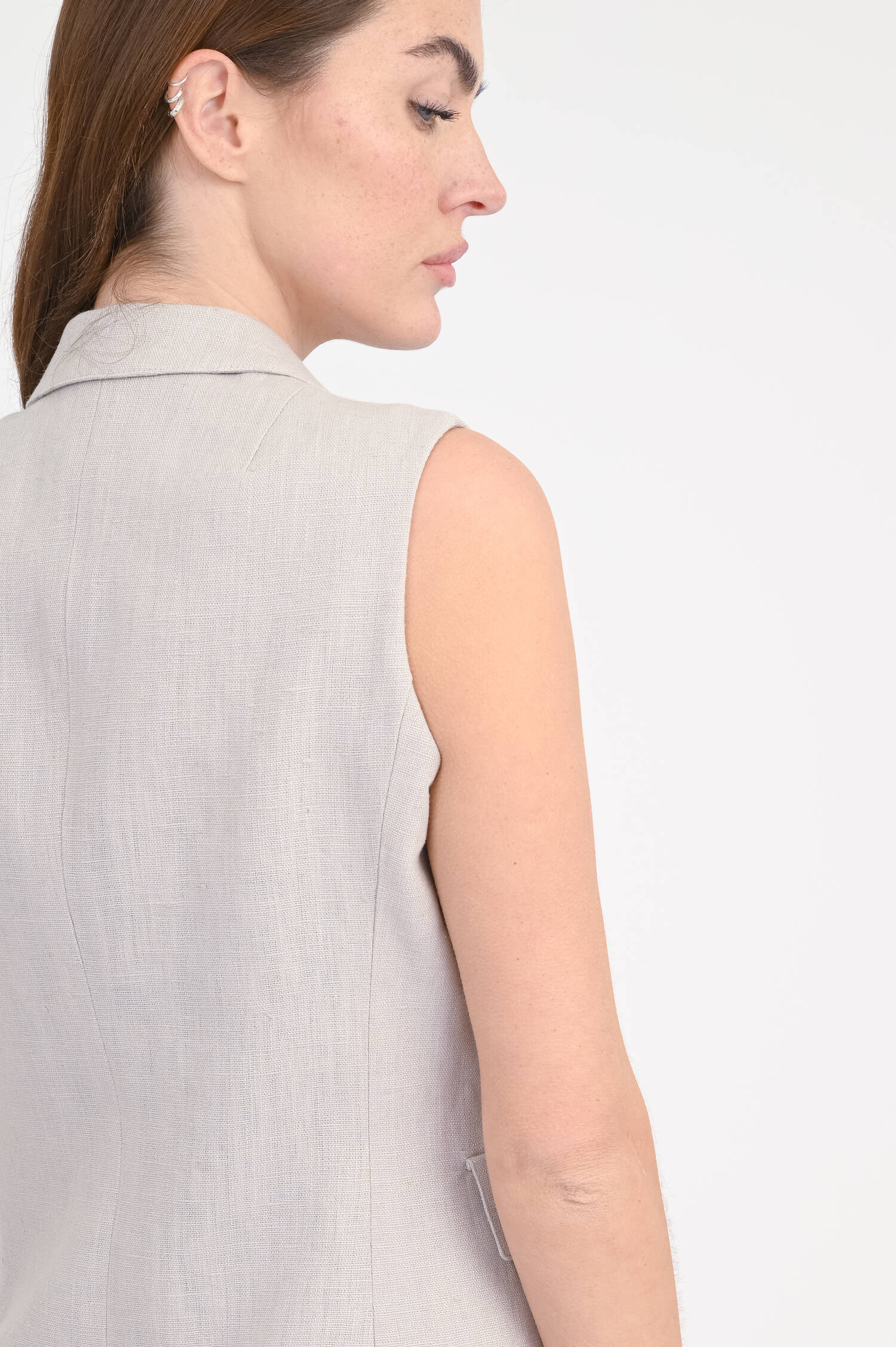 Doppelreihiges Leinen-Gilet in Calk