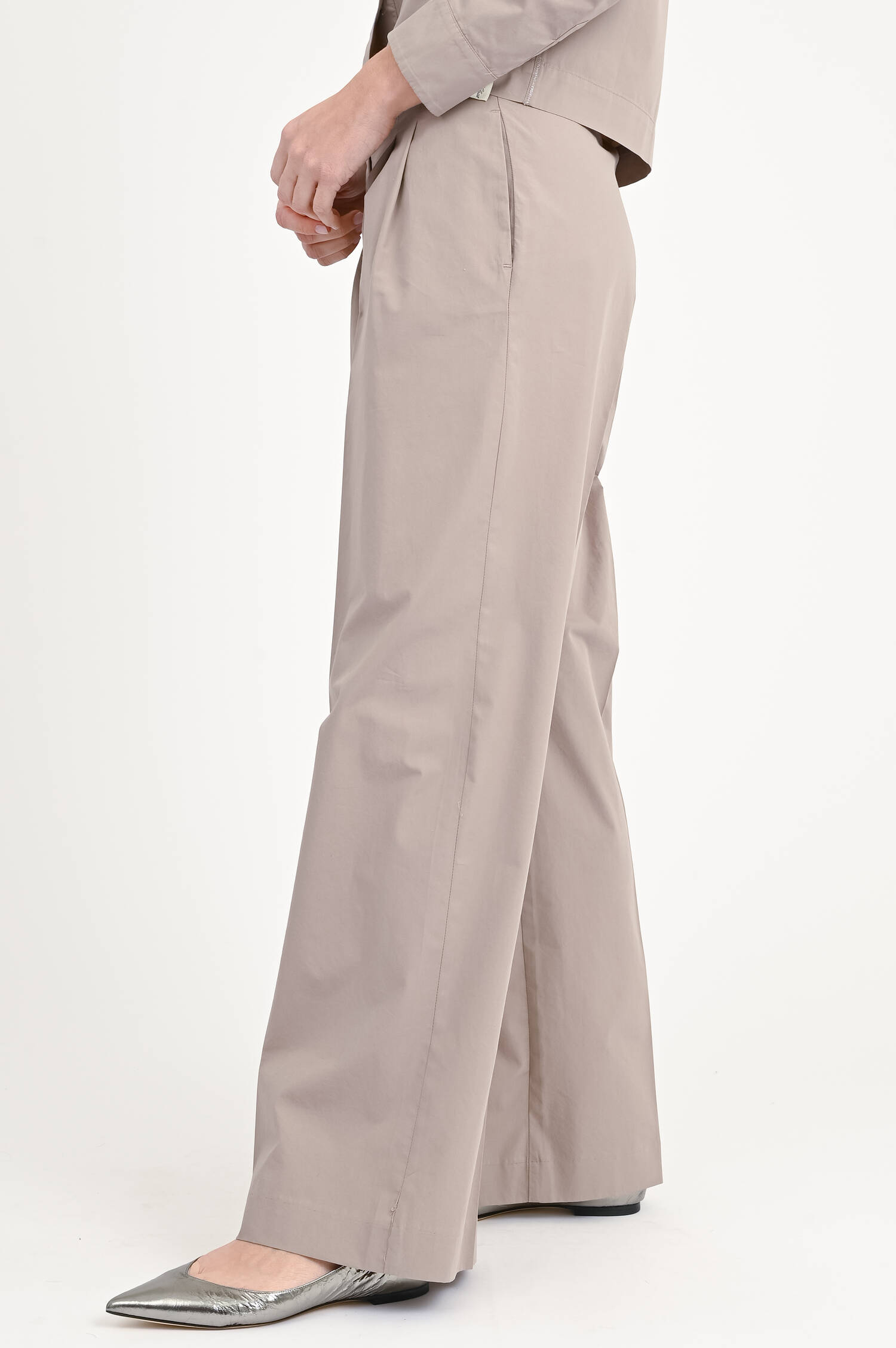 Wide-Leg Hose aus Baumwolle in Taupe Wide-Leg Hose aus Baumwolle in Taupe
