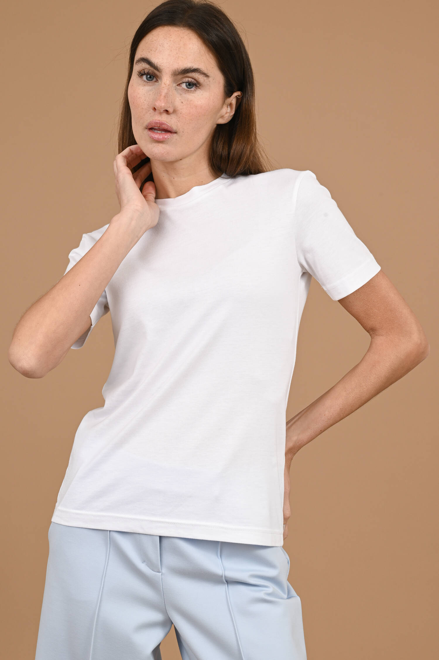 Slim Jersey T-Shirt in Biancoweiß