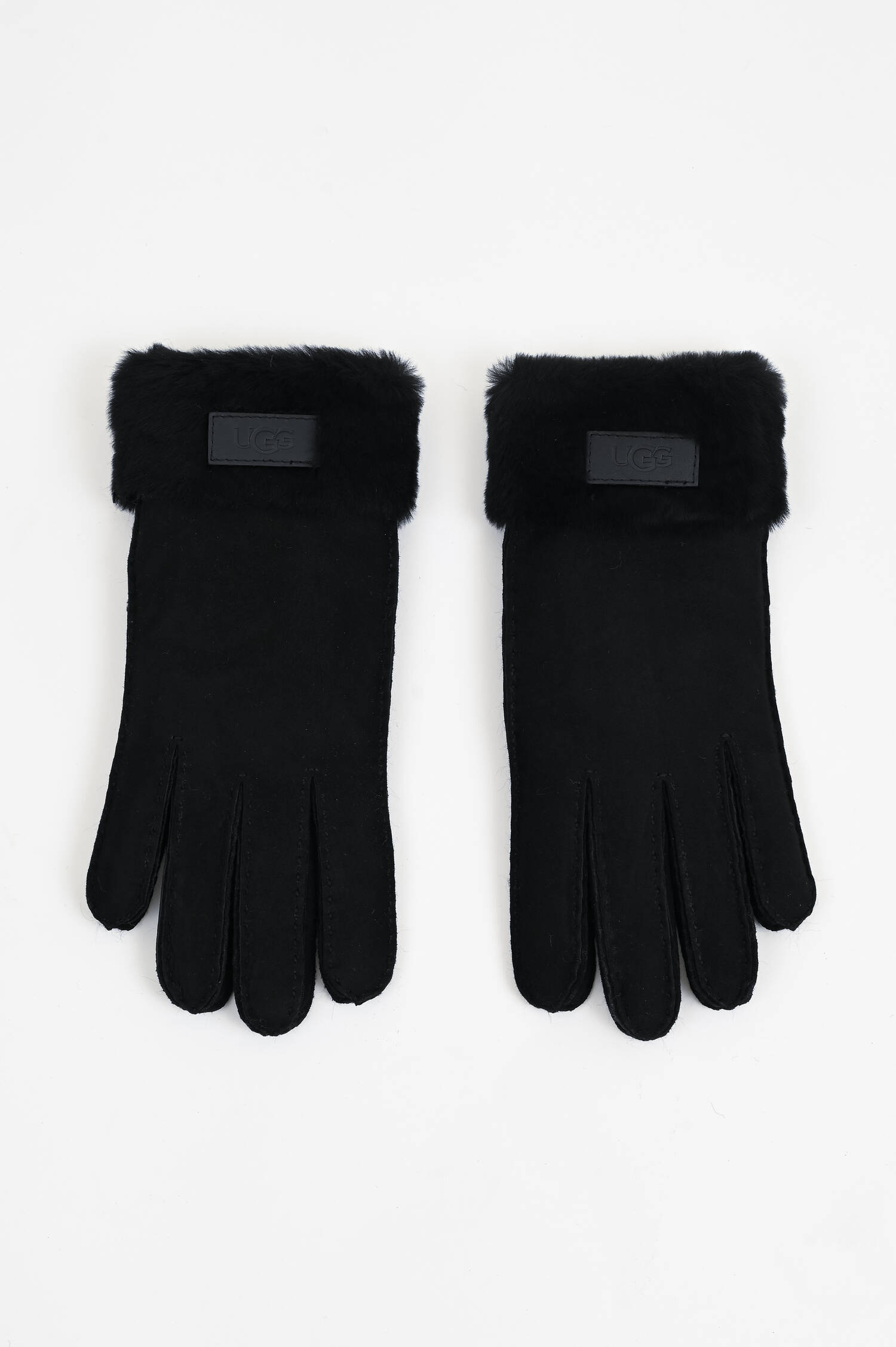 Lammfell-Handschuhe TURN CUFF in Schwarz