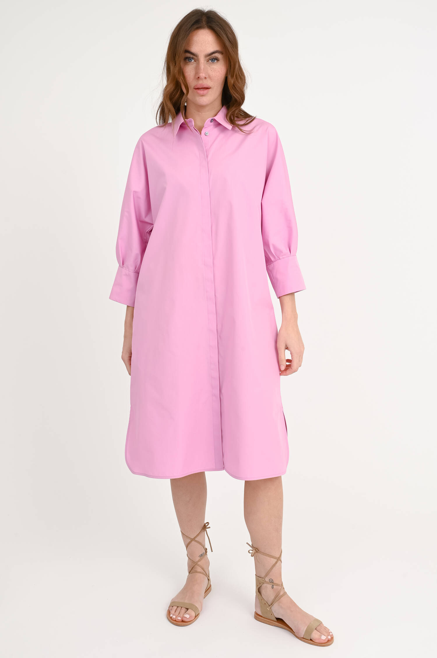 Baumwoll-Kleid TABATA mit Gürtel in Candy Pink