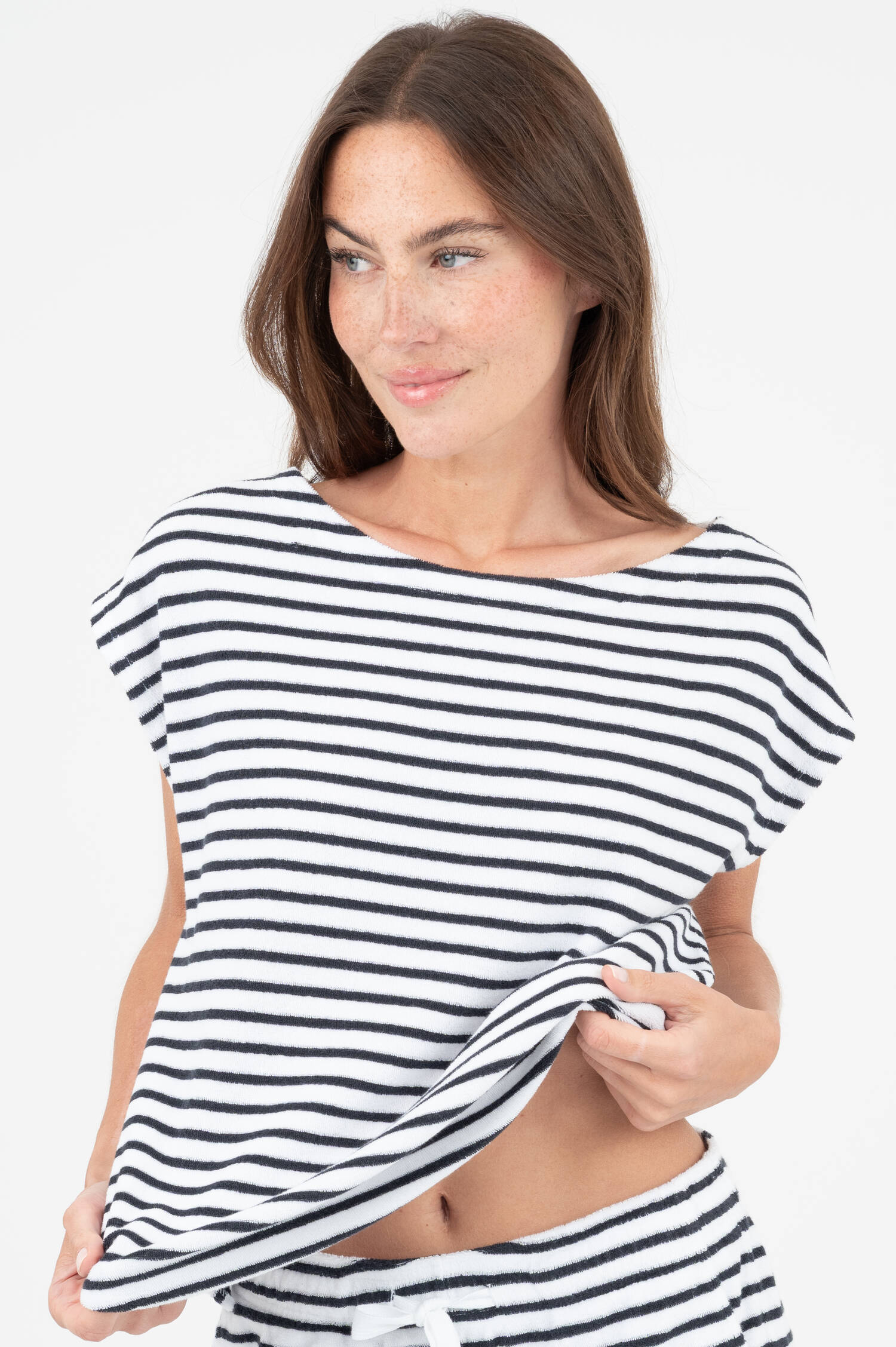 Frottee Shirt in Navy/Weiß gestreift Frottee Shirt in Navy/Weiß gestreift