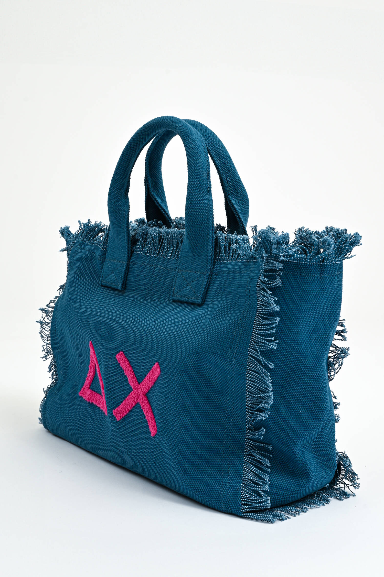 Large Canvas Tote mit Fransen in Blau