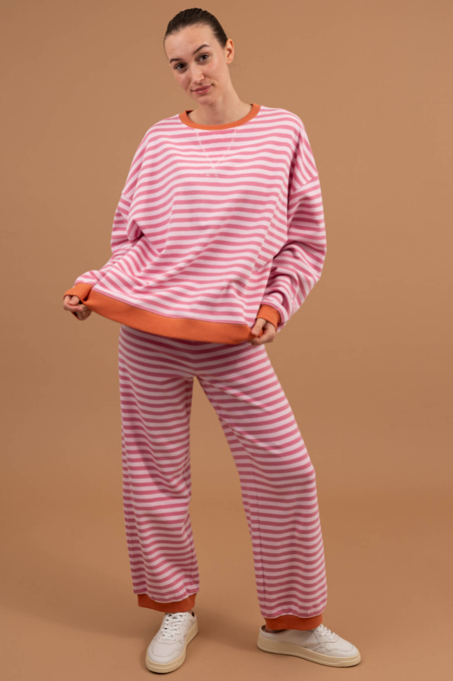 Gestreifter Sweater CHESAPEAKE in Rosa/Hibiskus