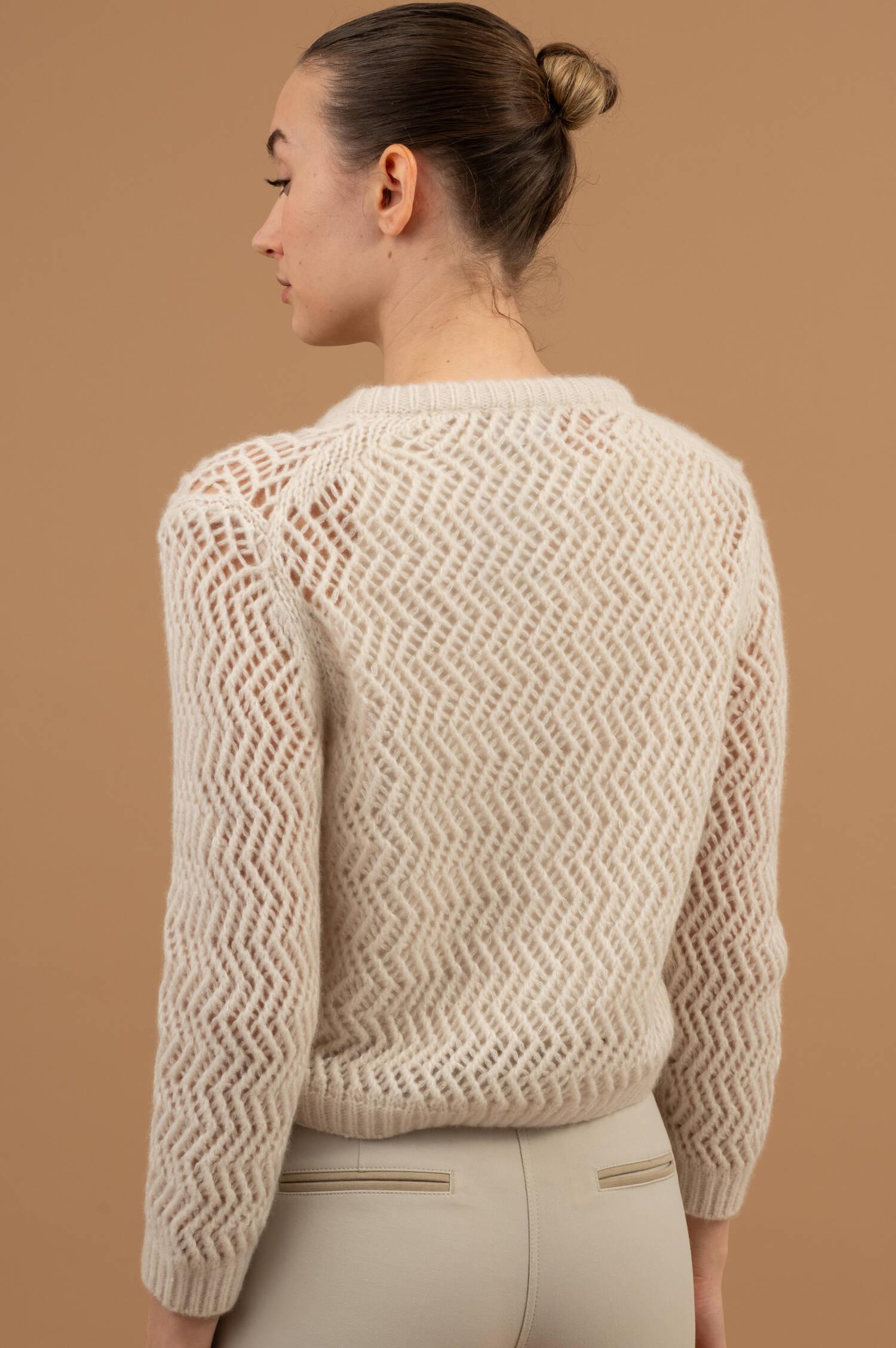 Grobstrickweste ZIG ZAG in Pearled Ivory