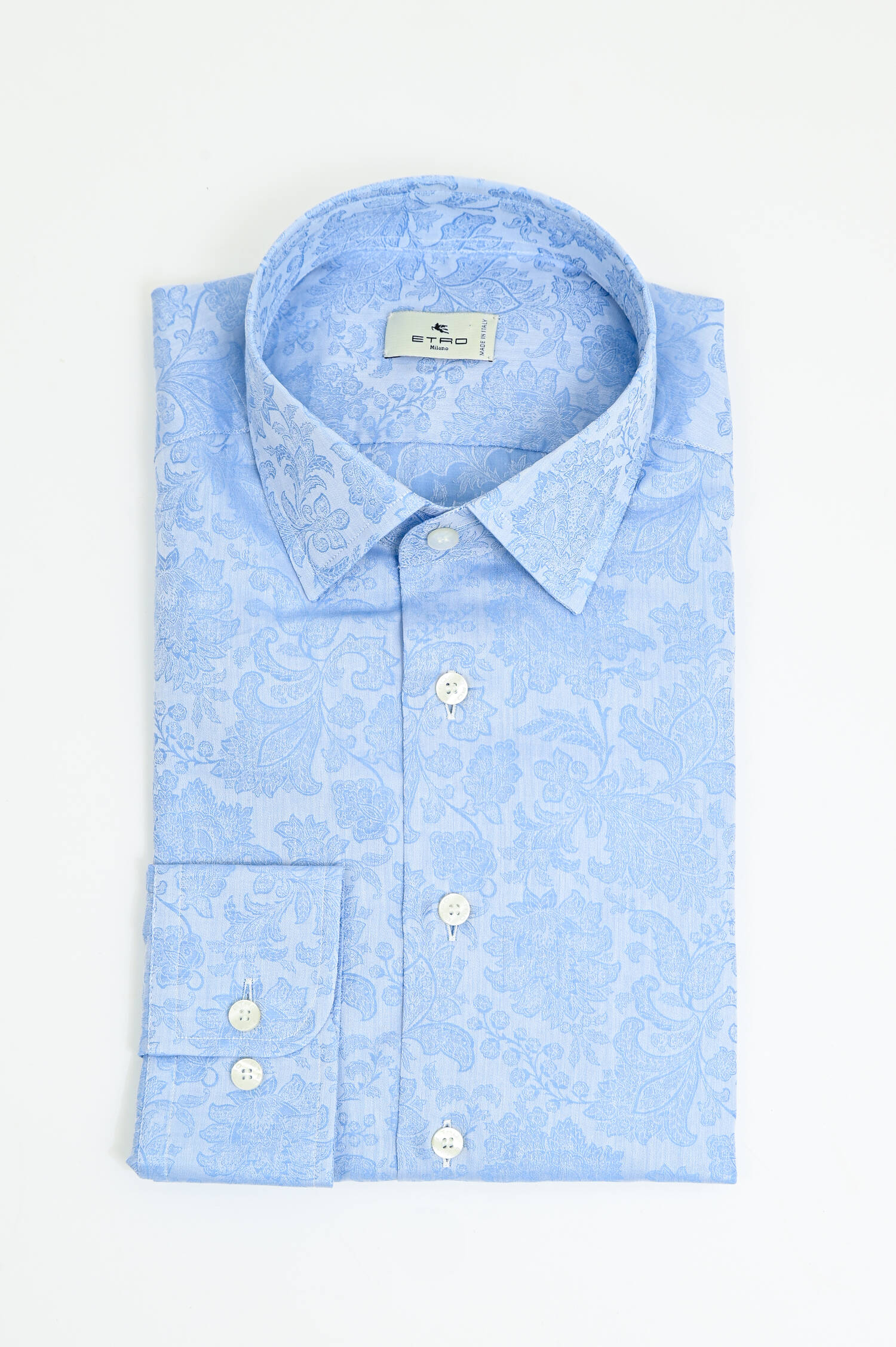 Gemustertes Hemd aus Baumwolle in Hellblau