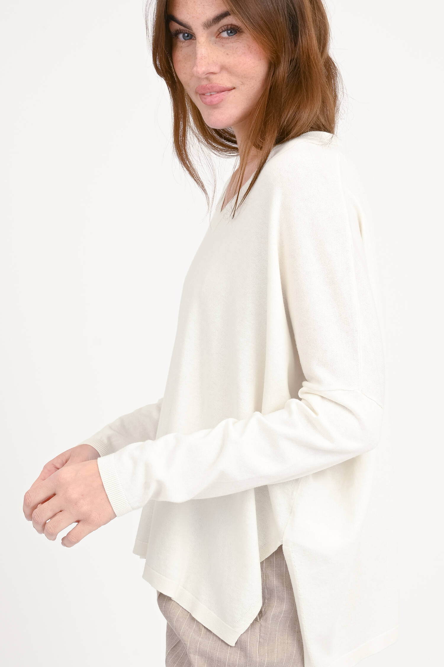 Pullover aus Baumwoll-Seide-Mix in Natur