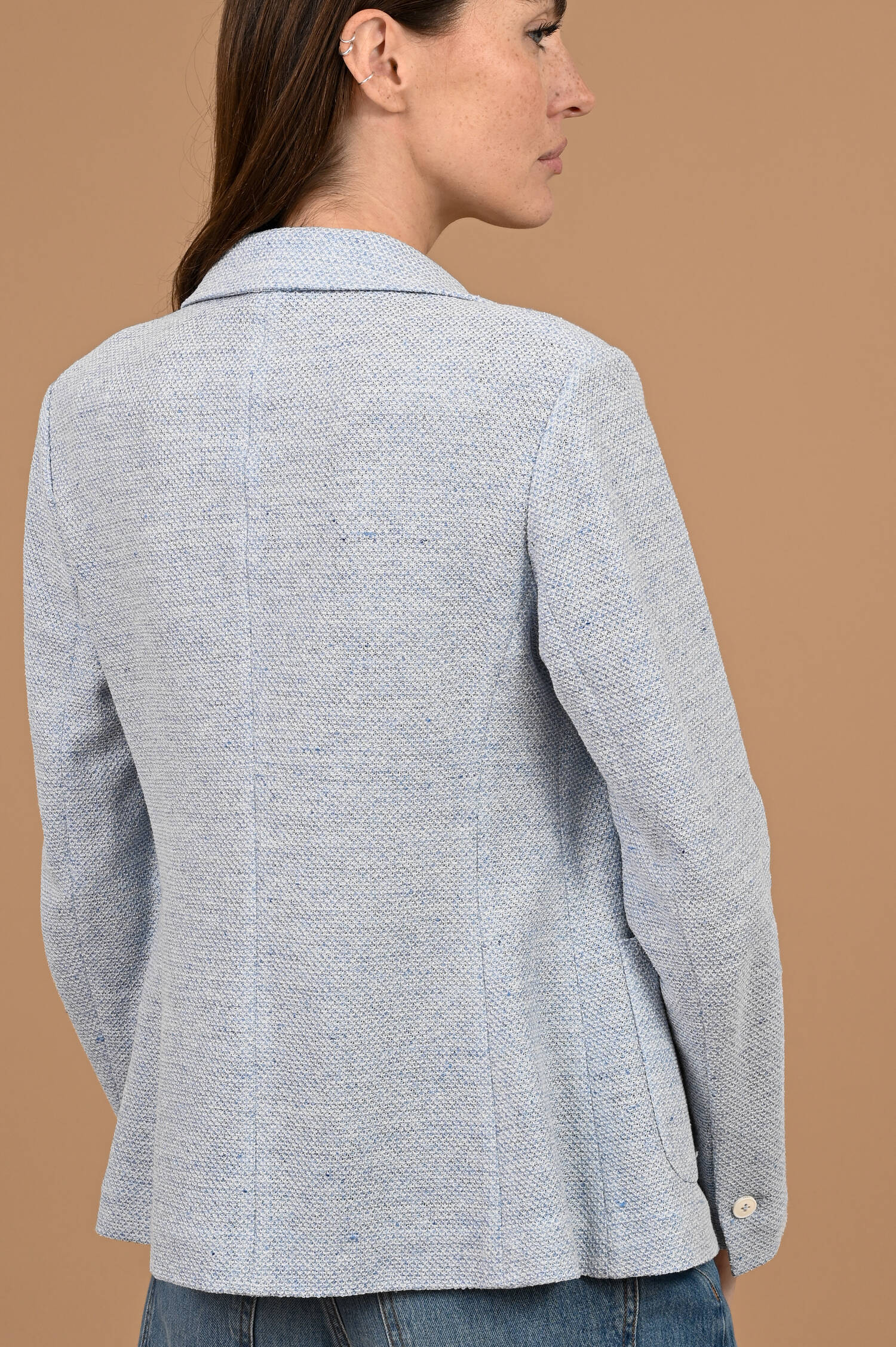 Leinenmix Blazer in Montereyhellblau