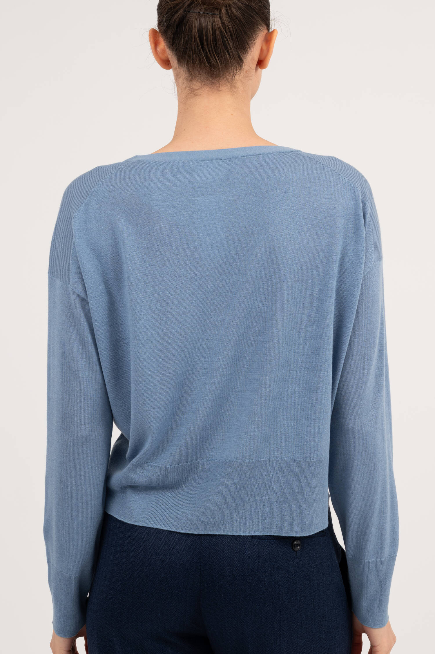 Seide/Cashmere Cardigan in Stoneblau