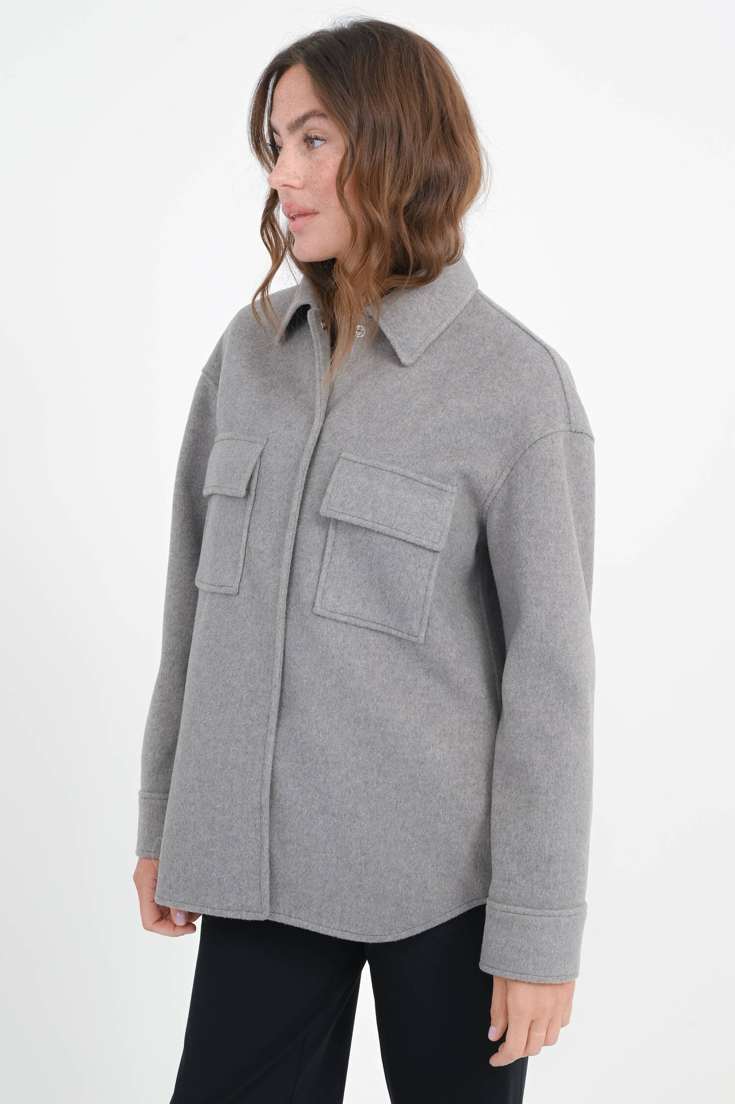 Fleecejacket / Overshirt in Hellgrau