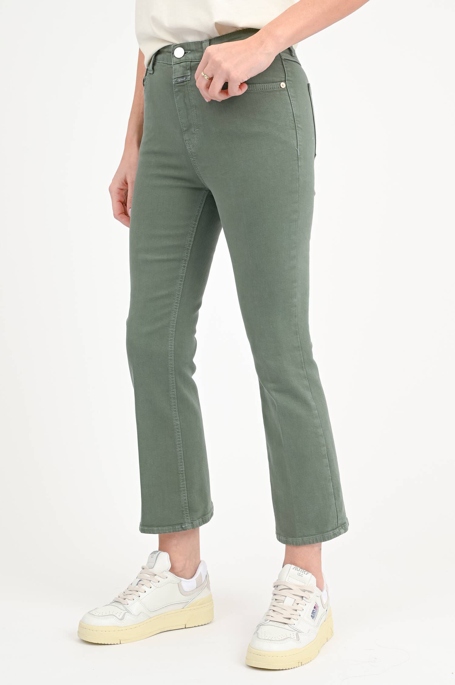  Flared Jeans HI-SUN in Faded Green