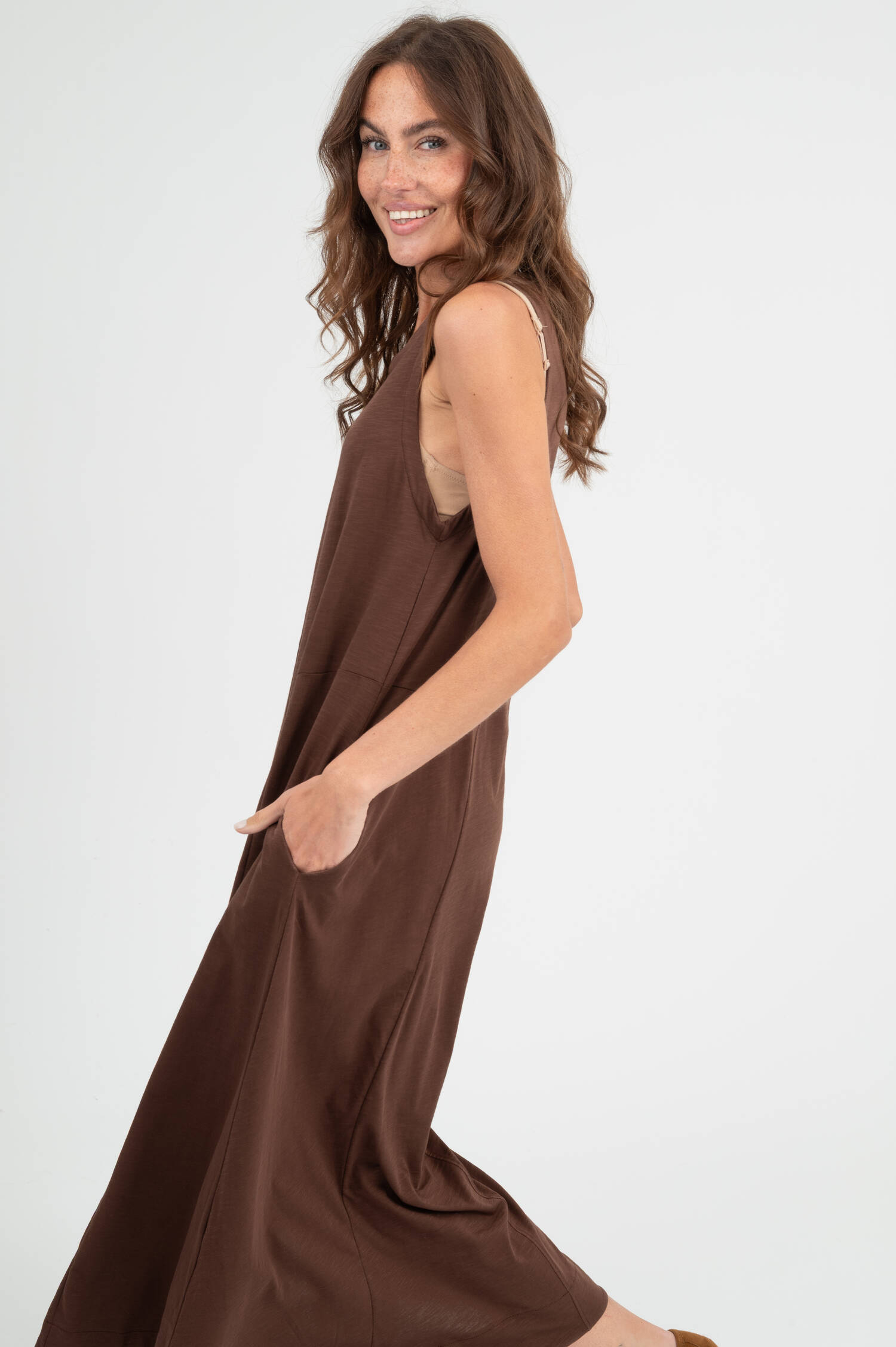 Midi Kleid in Braun meliert Midi Kleid in Braun meliert