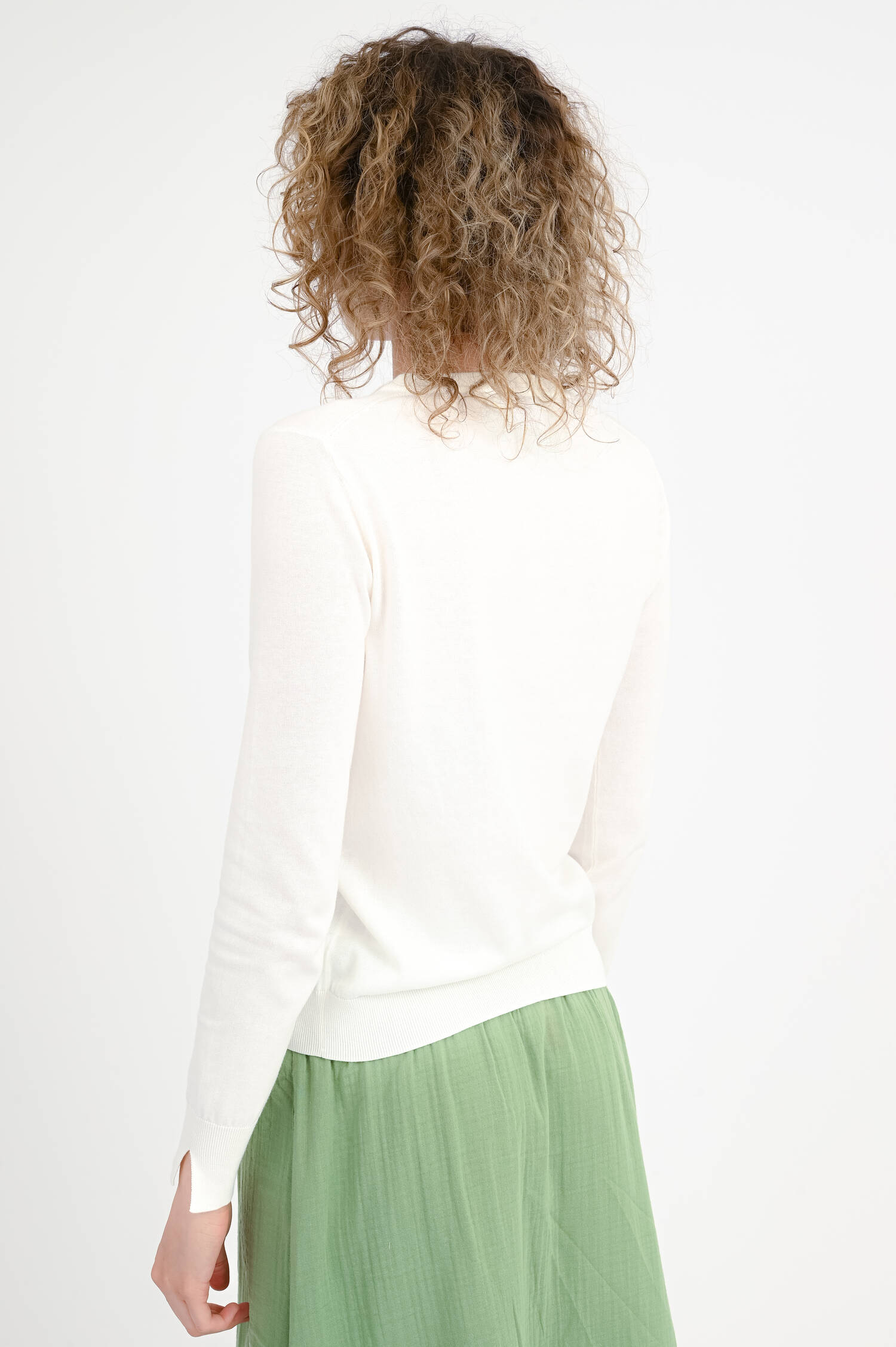 Feinstrick Pullover aus Baumwolle in Bianco