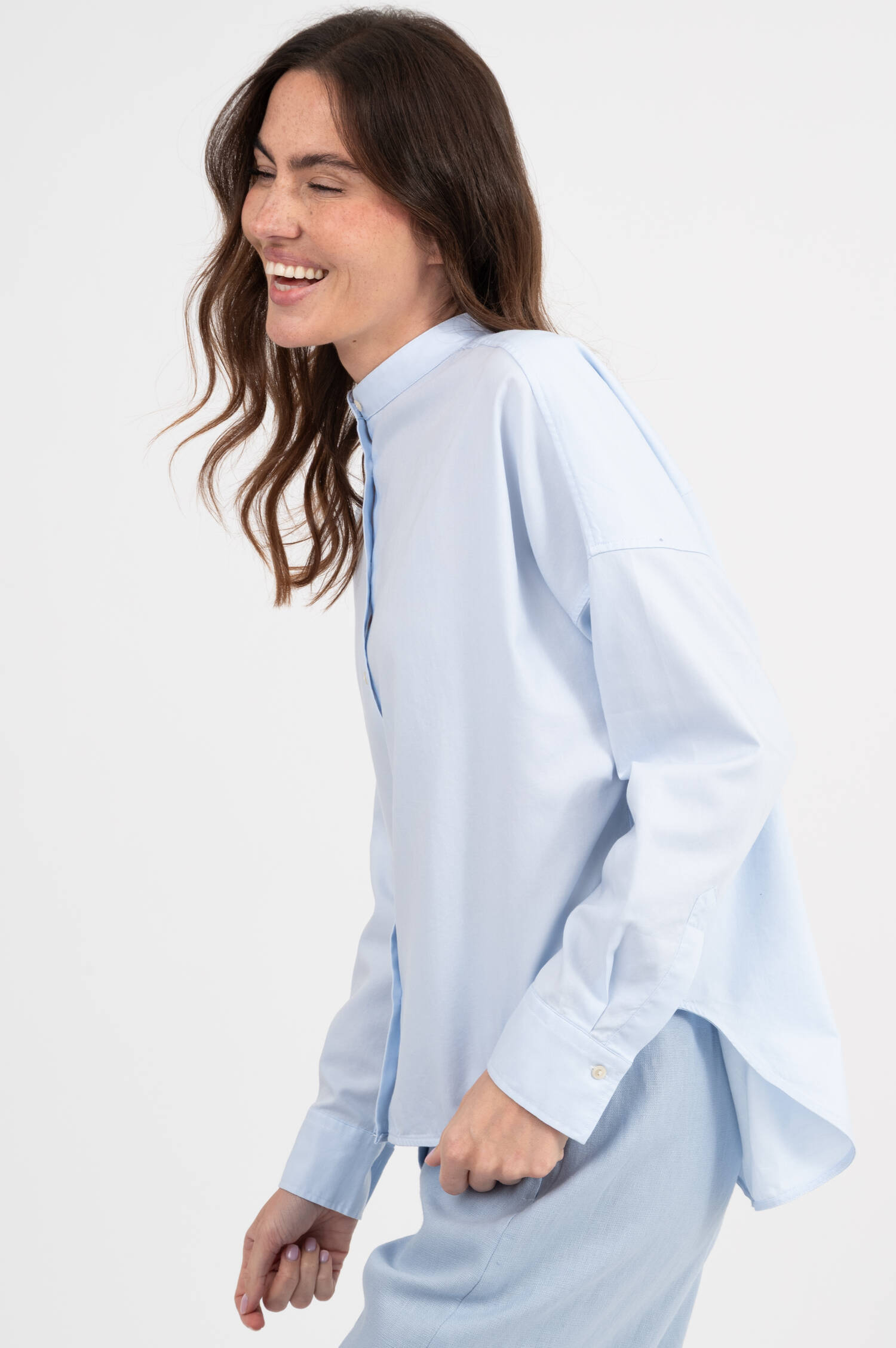 Piqé Bluse LUCY in Hellblau