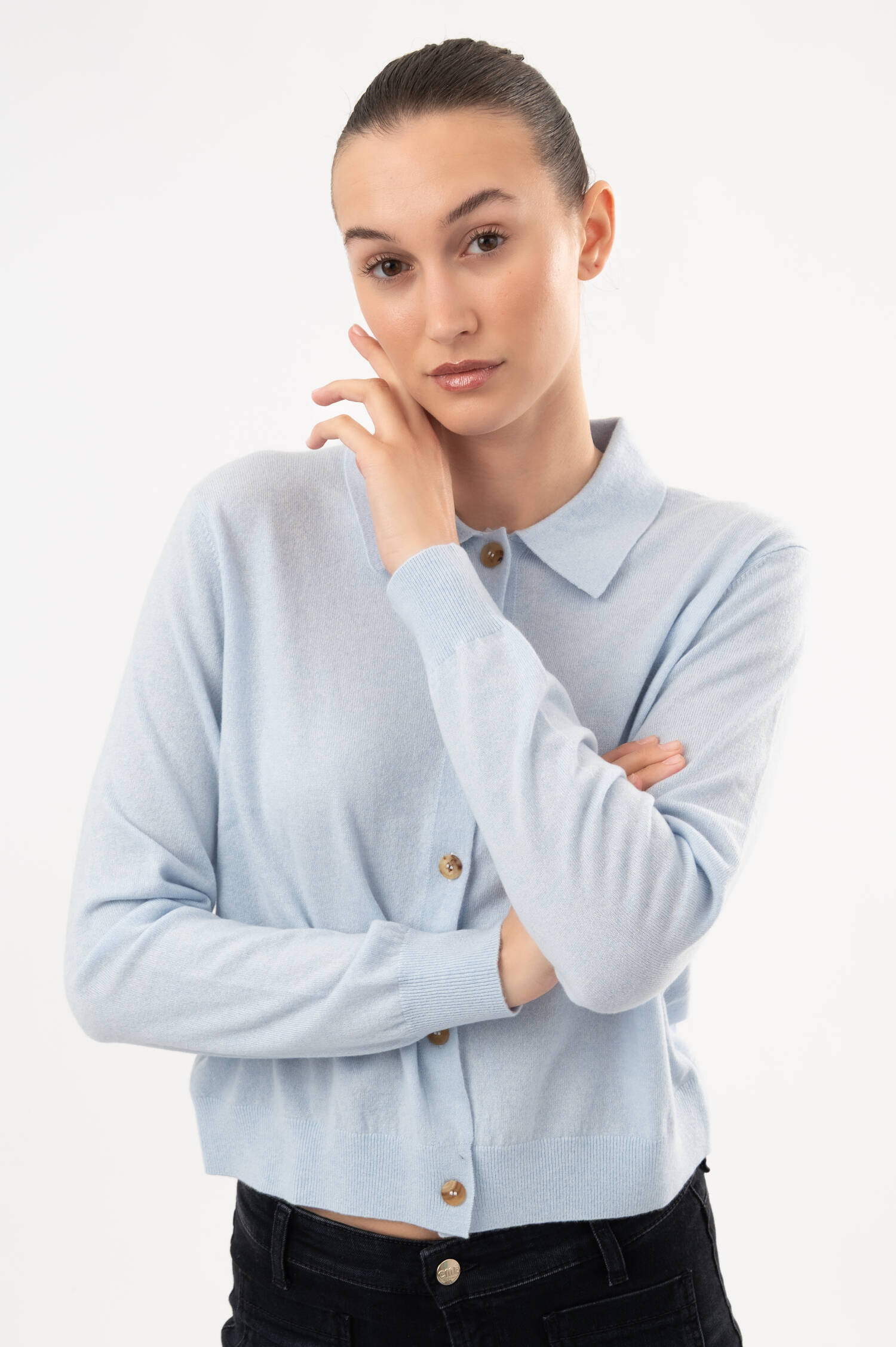 Cashmere-Strickjacke WREXHAM in Hellblau Cashmere-Strickjacke WREXHAM in Hellblau