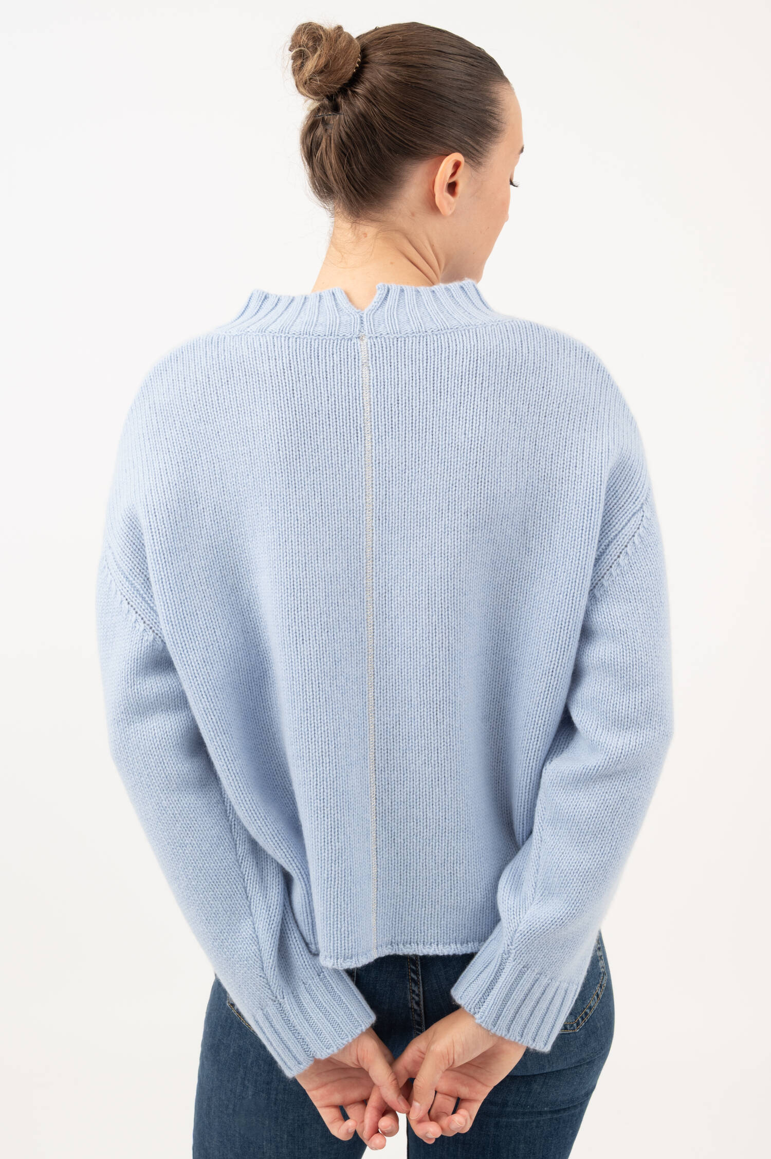 Cashmere Pullover mit Stehkragen in Pastellblau