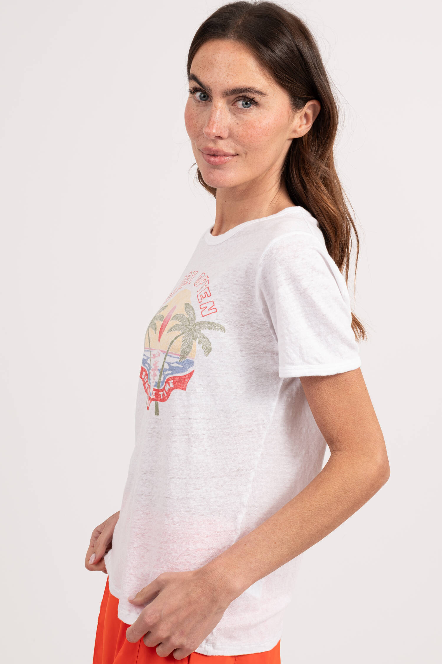 Leinen T-Shirt HOLIDAY in Weiß