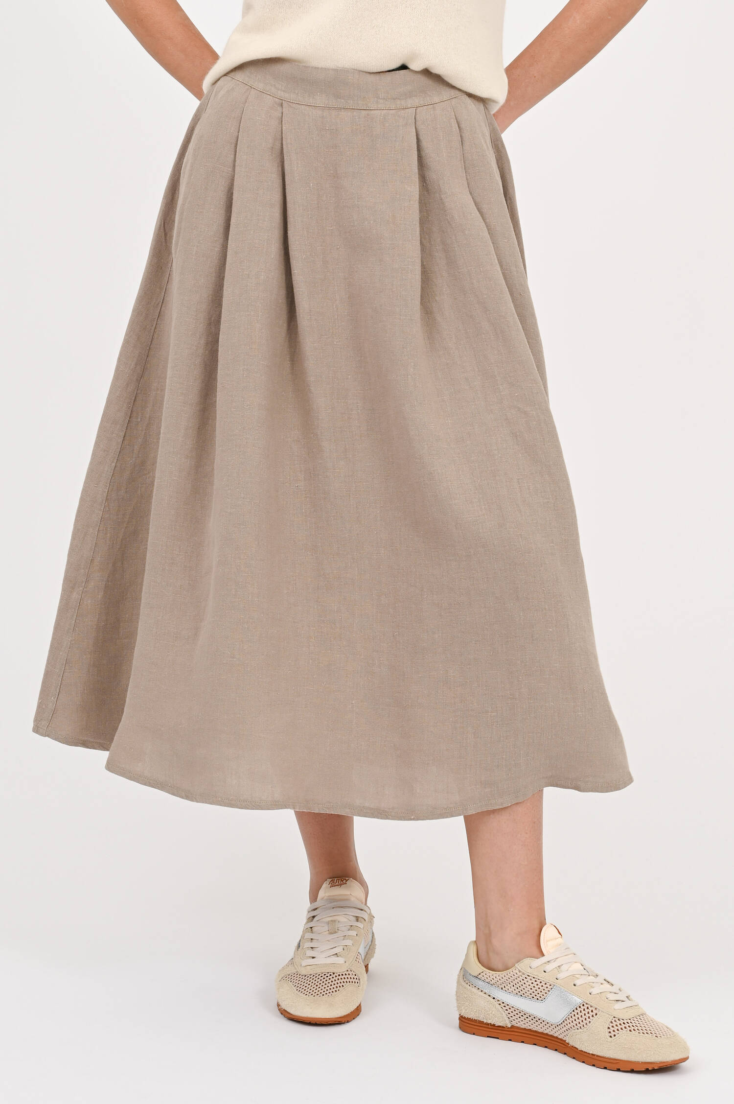 Midi-Leinenrock in Schlamm