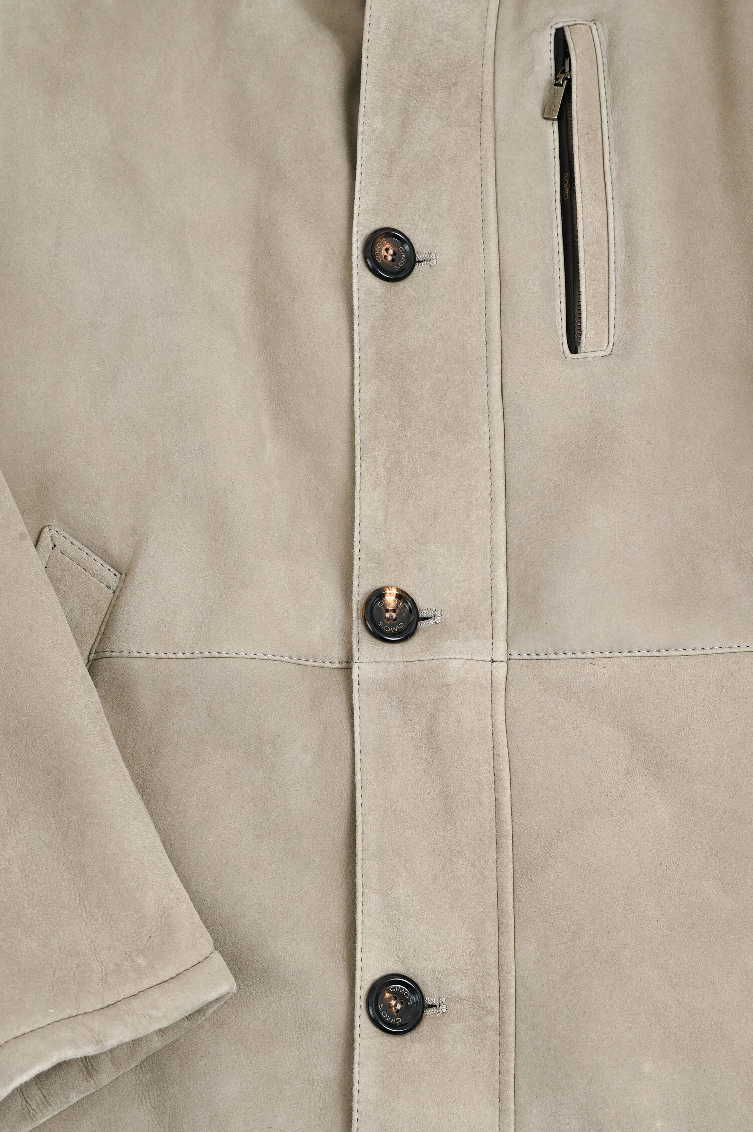 Lammlederjacke mit Kapuze in Taupe