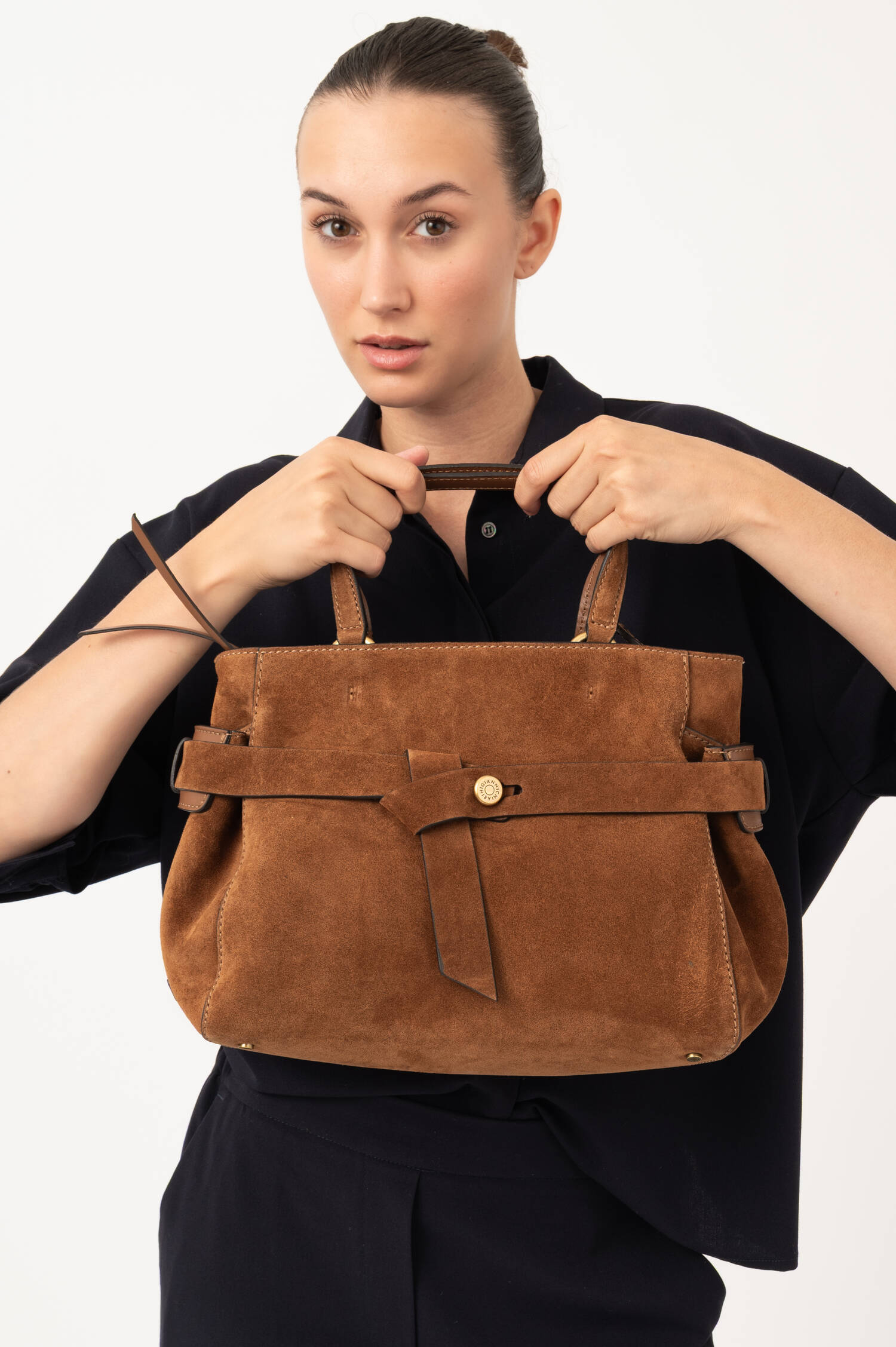 Veloursledertasche MIRANDA in Braun