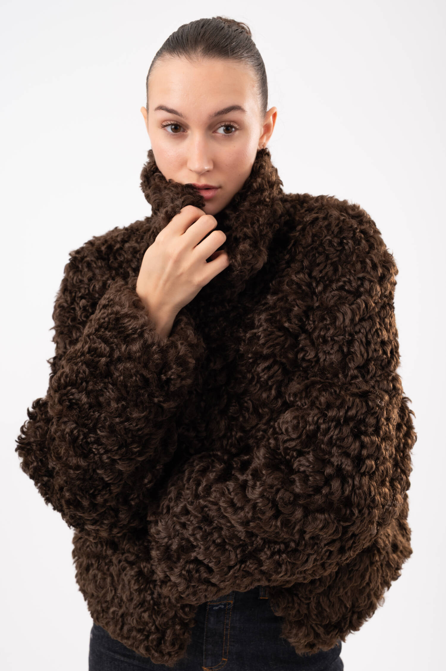Faux-Fur-Jacke in Braun