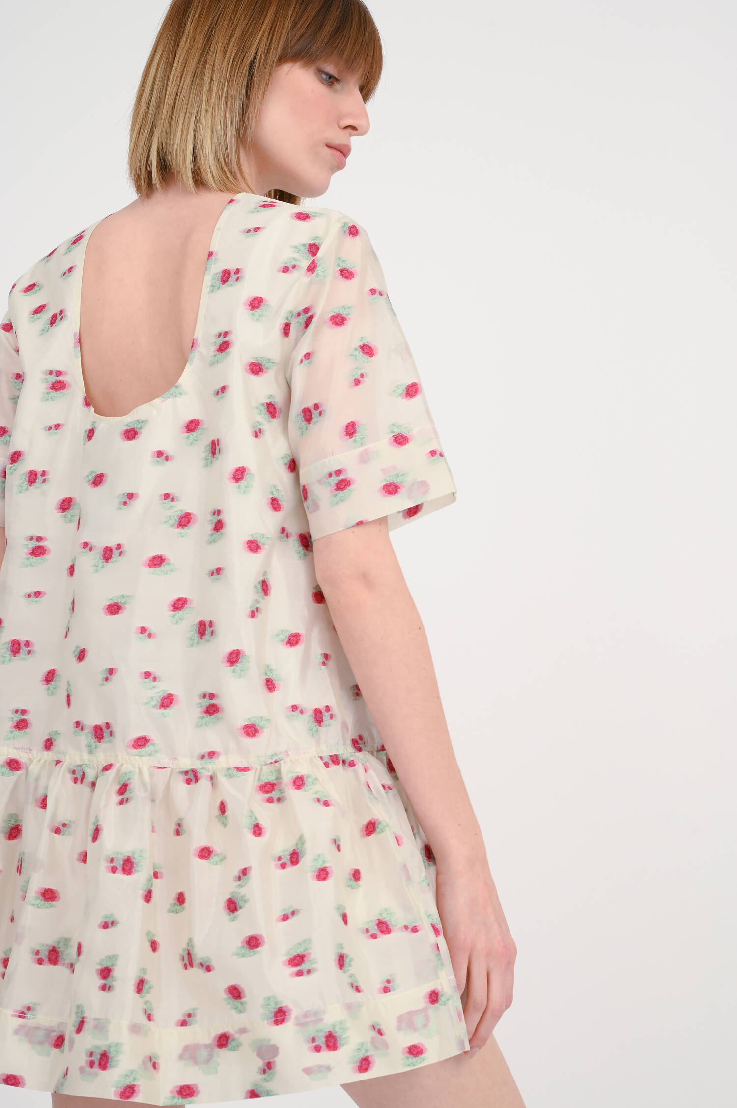 Organza Minikleid mit Rosen in Creme/Pink Organza Minikleid mit Rosen in Creme/Pink