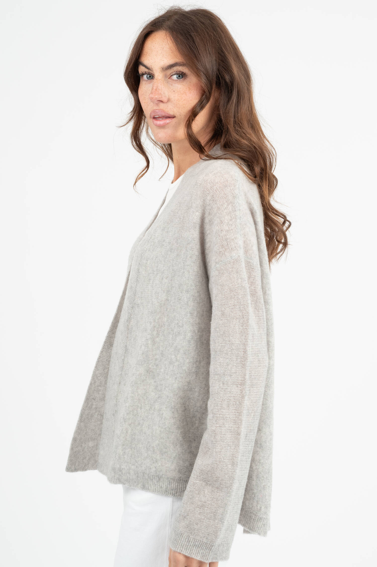 Offener Cardigan in Hellgrau Offener Cardigan in Hellgrau