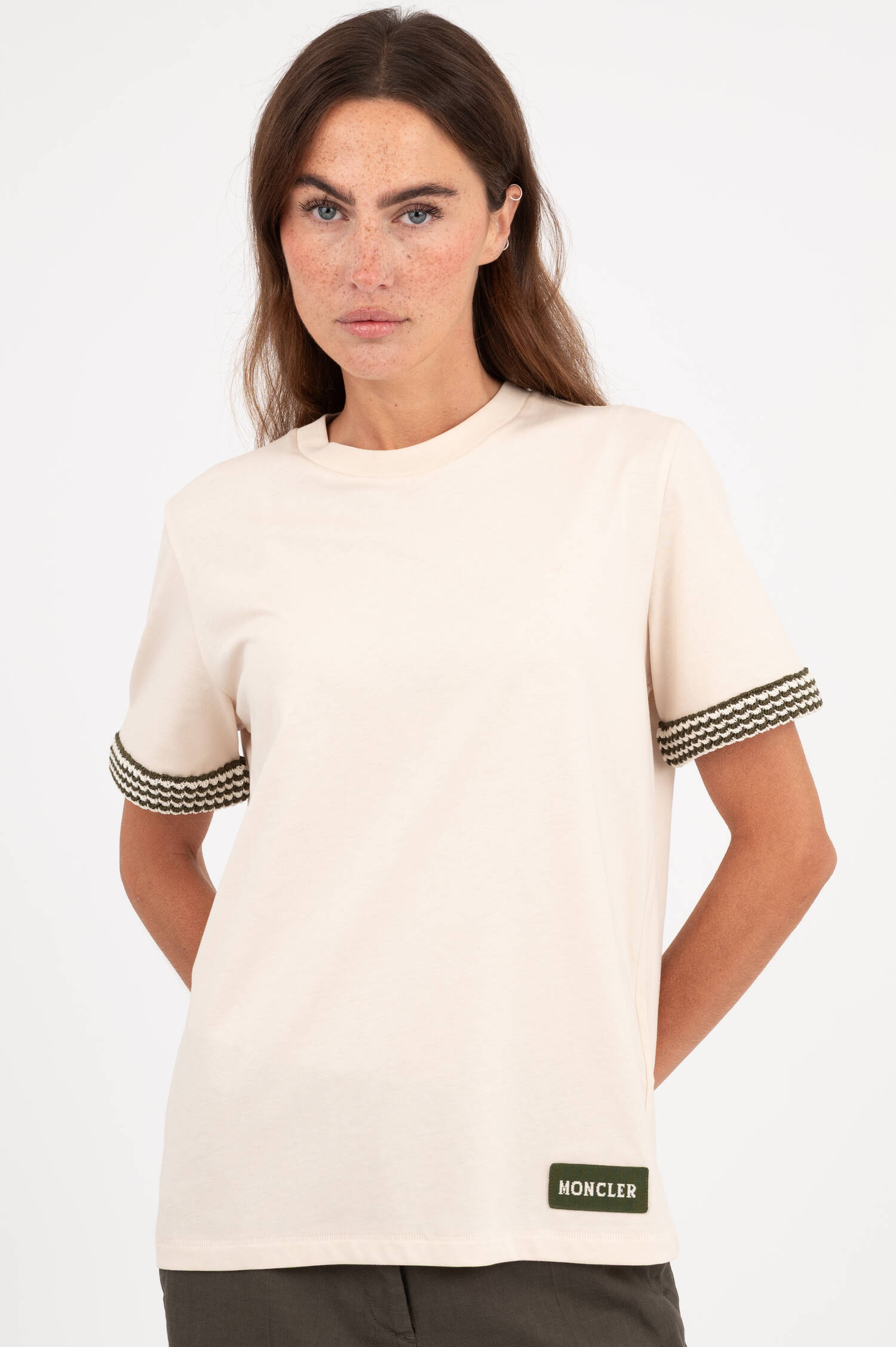 T-Shirt mit Strick-Detail in Creme T-Shirt mit Strick-Detail in Creme