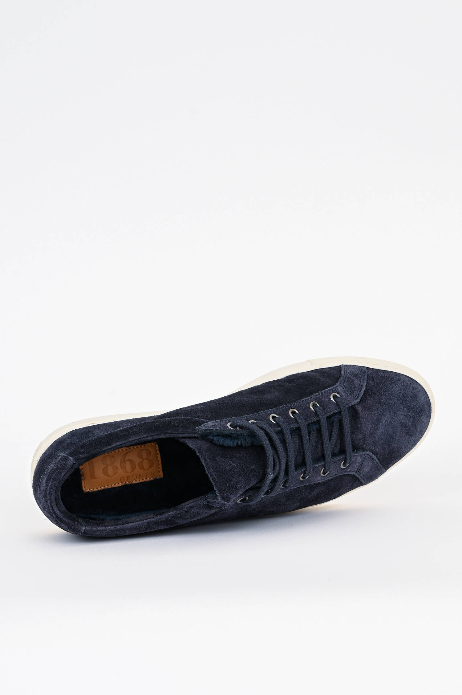 Gefütterter Sneaker aus Veloursleder in Navy