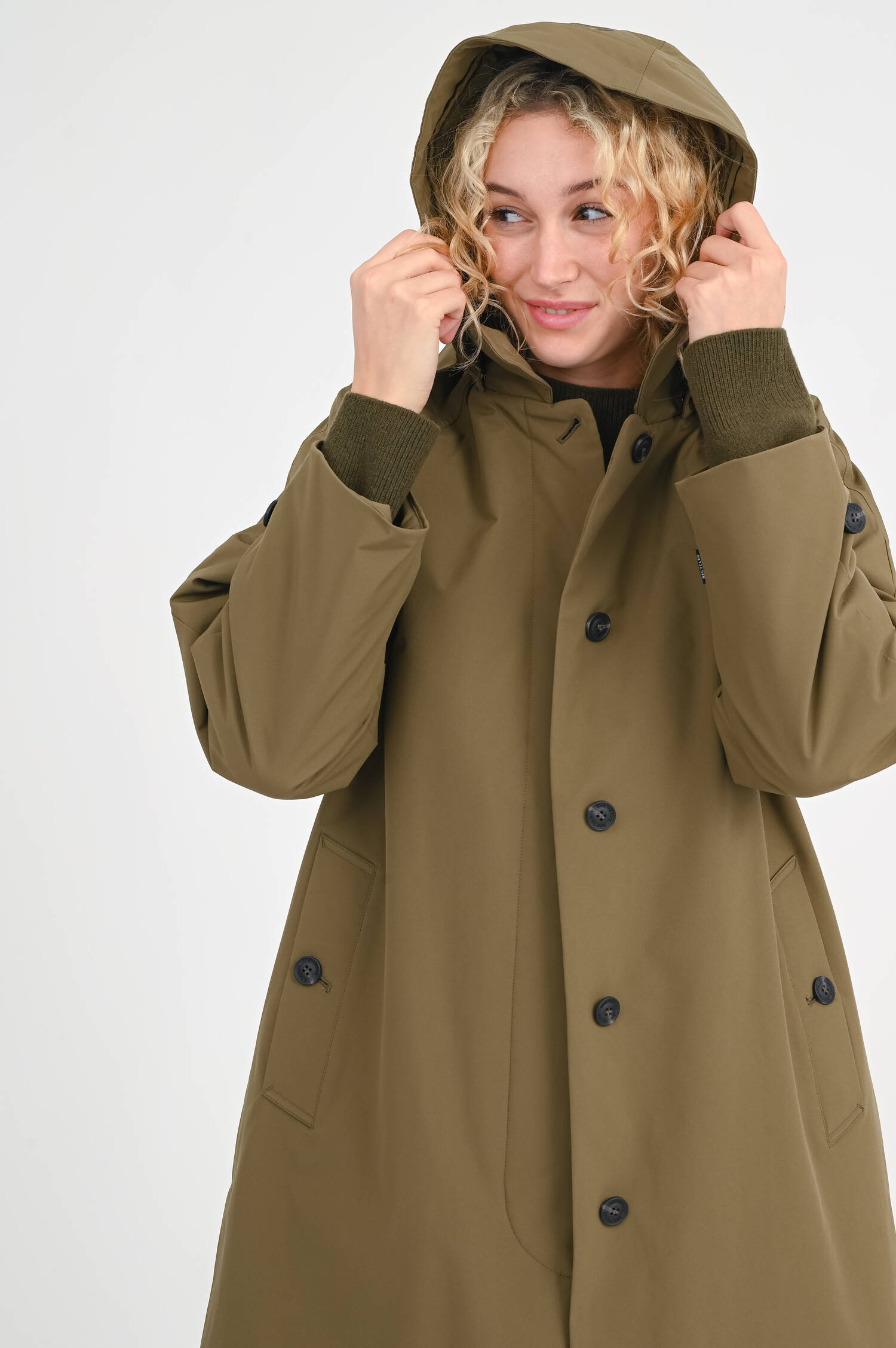 Mantel ZOEY mit Kapuze in Oliv