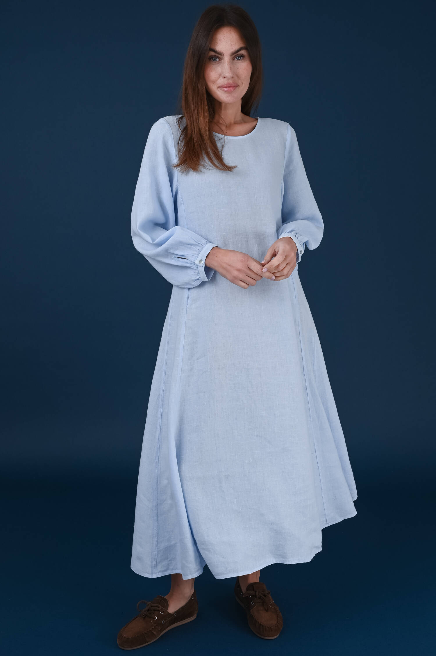 Leinenkleid in Riverblau Leinenkleid in Riverblau