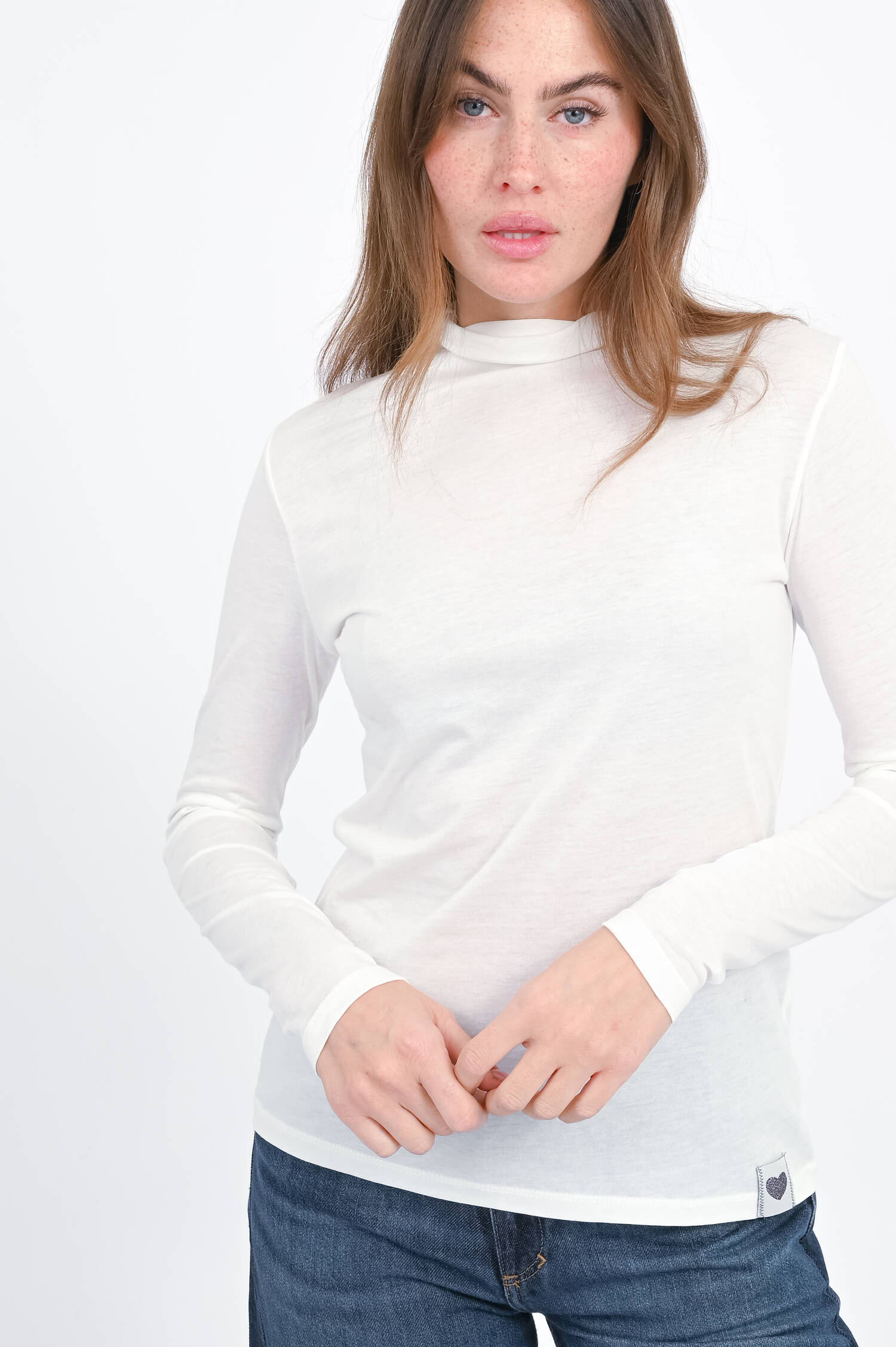 Rollkragenpullover in Ecru