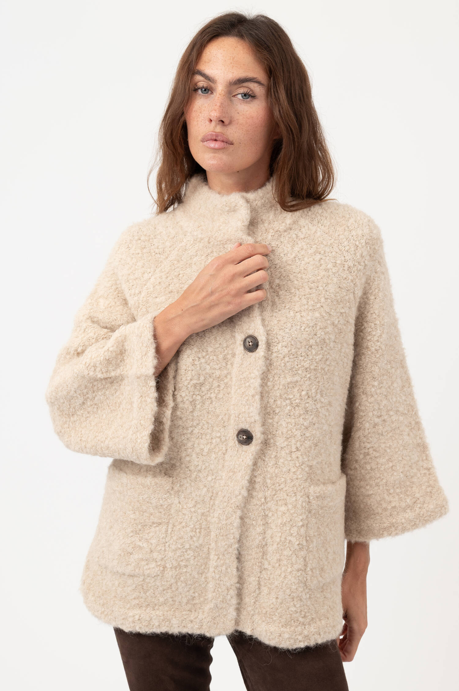 Alpaka-Woll-Mix-Cardigan in Beige Alpaka-Woll-Mix-Cardigan in Beige